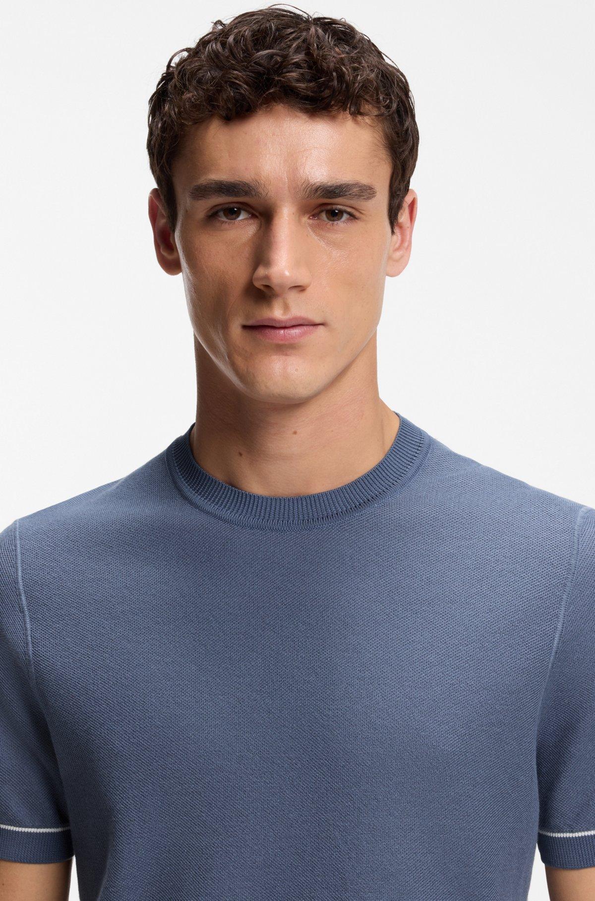 Horizontal-stripe sweater in a cotton blend Product Image