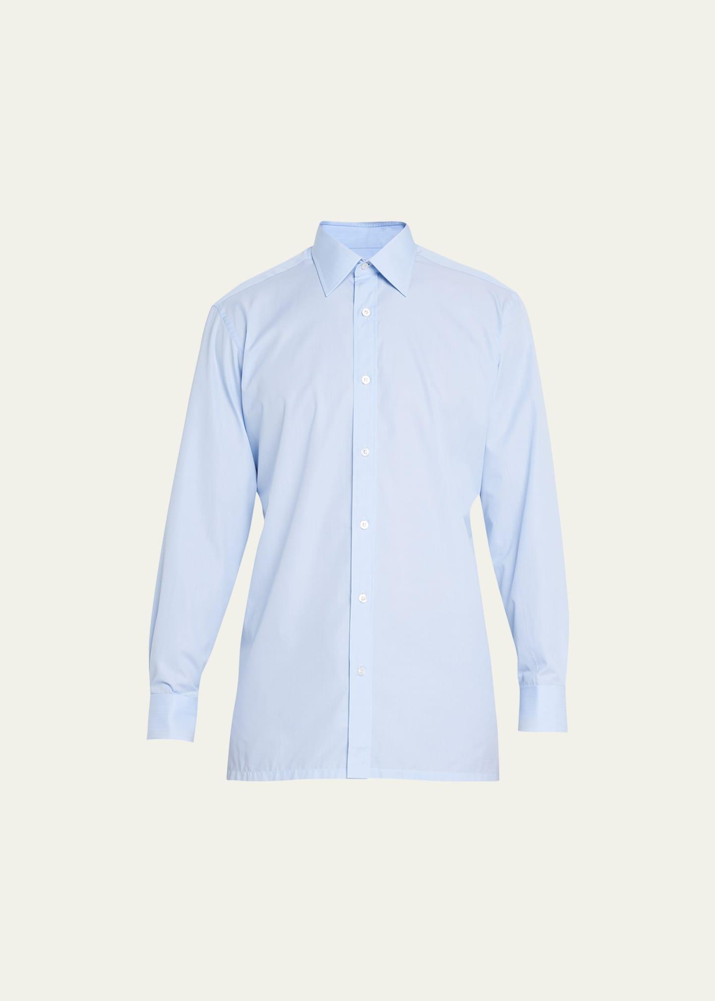 Mens Point Collar Cotton Dress Shirt Product Image