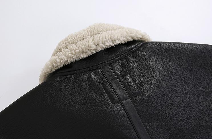 RT No. 2798 BLACK FLEECE COLLAR LEATHER JK Product Image