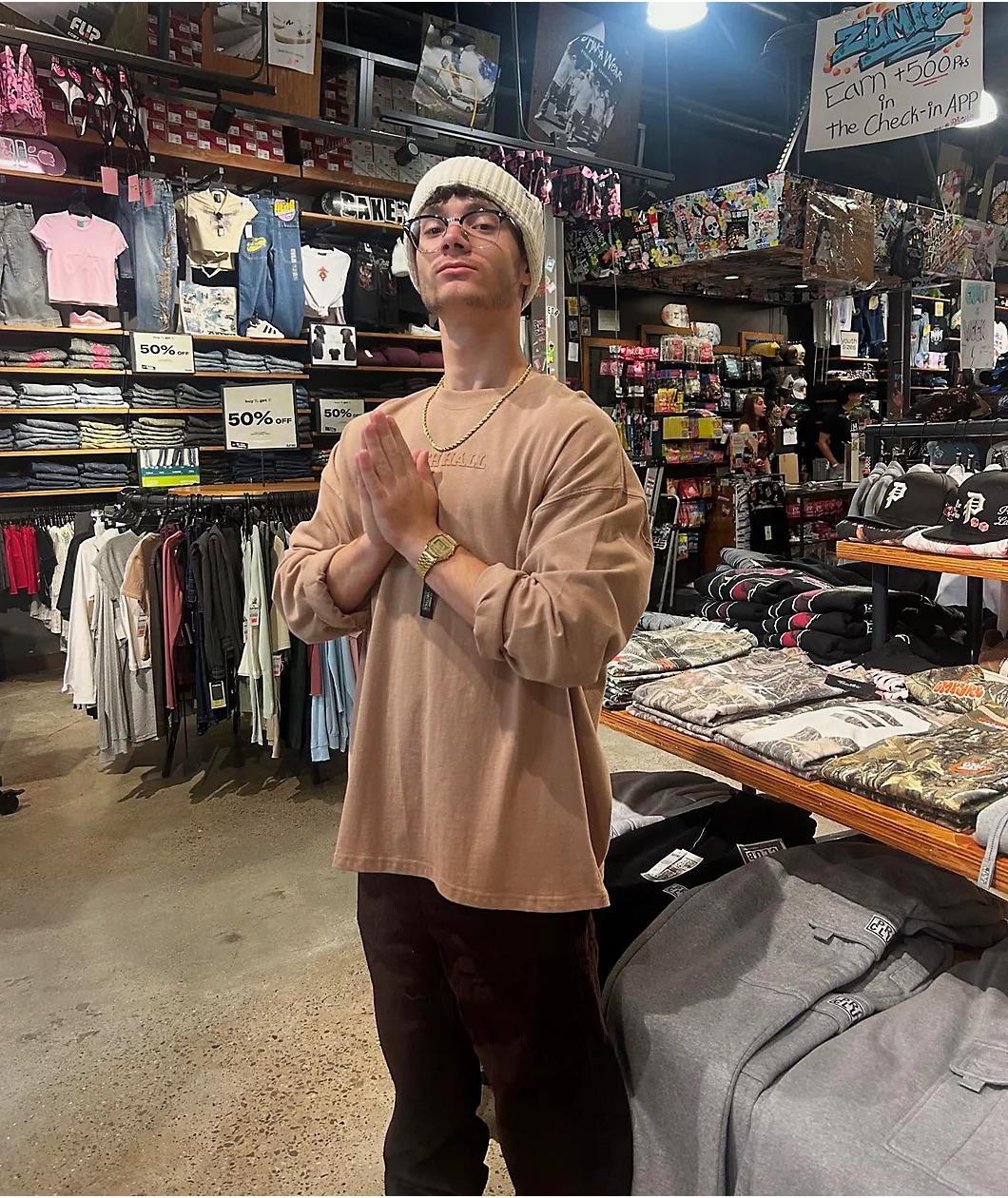 Ninth Hall Fundamentals Logo Chantrelle Long Sleeve Oversized T-Shirt Product Image