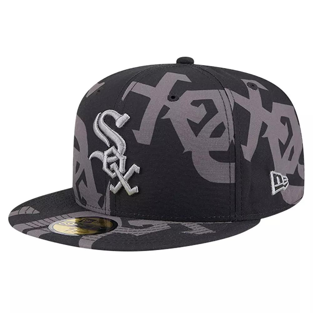 Men's New Era Black Chicago White Sox Logo Fracture 59FIFTY Fitted Hat, Size: 7 Product Image
