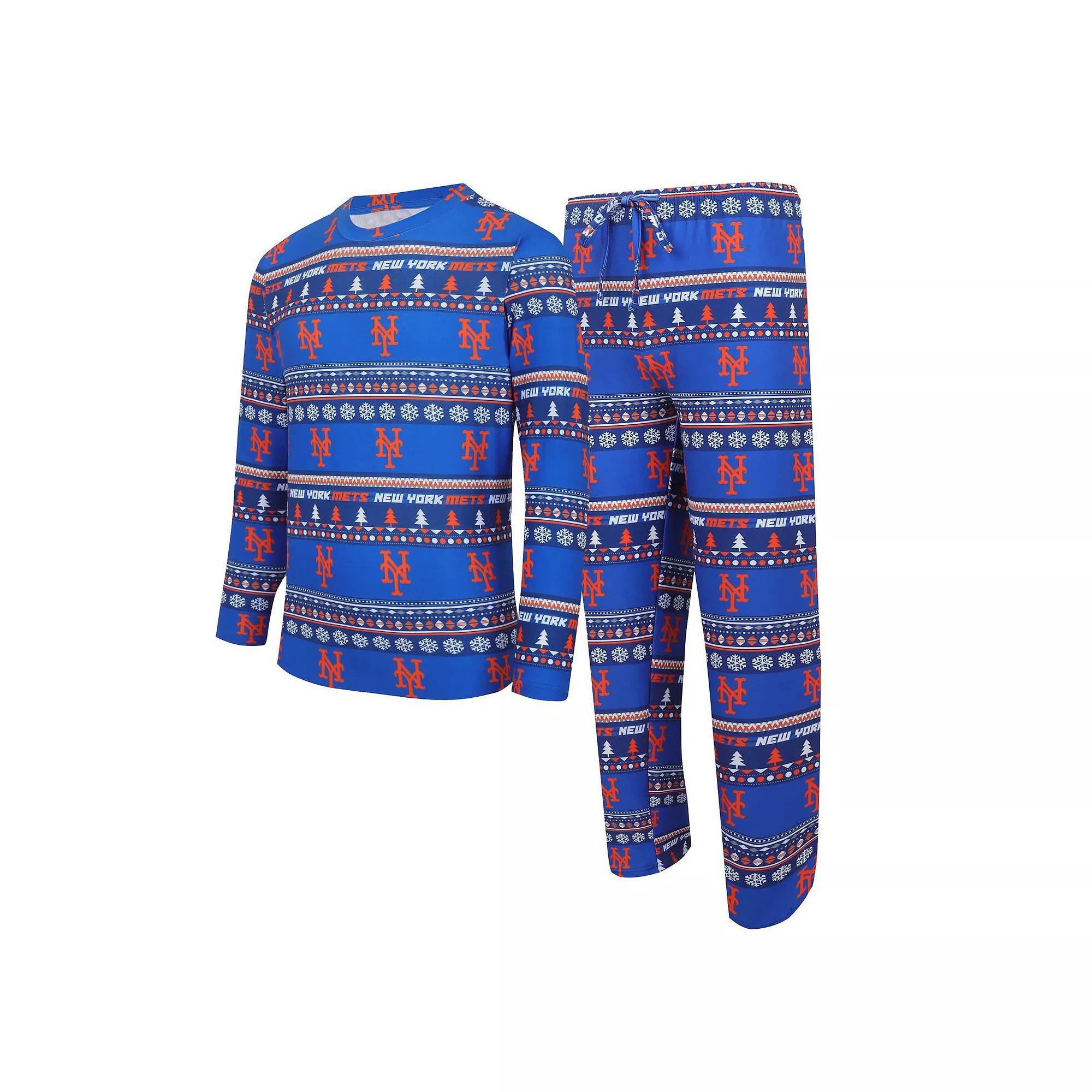 Men's Concepts Sport Royal New York Mets Knit Ugly Sweater Long Sleeve Top & Pants Set,  Product Image