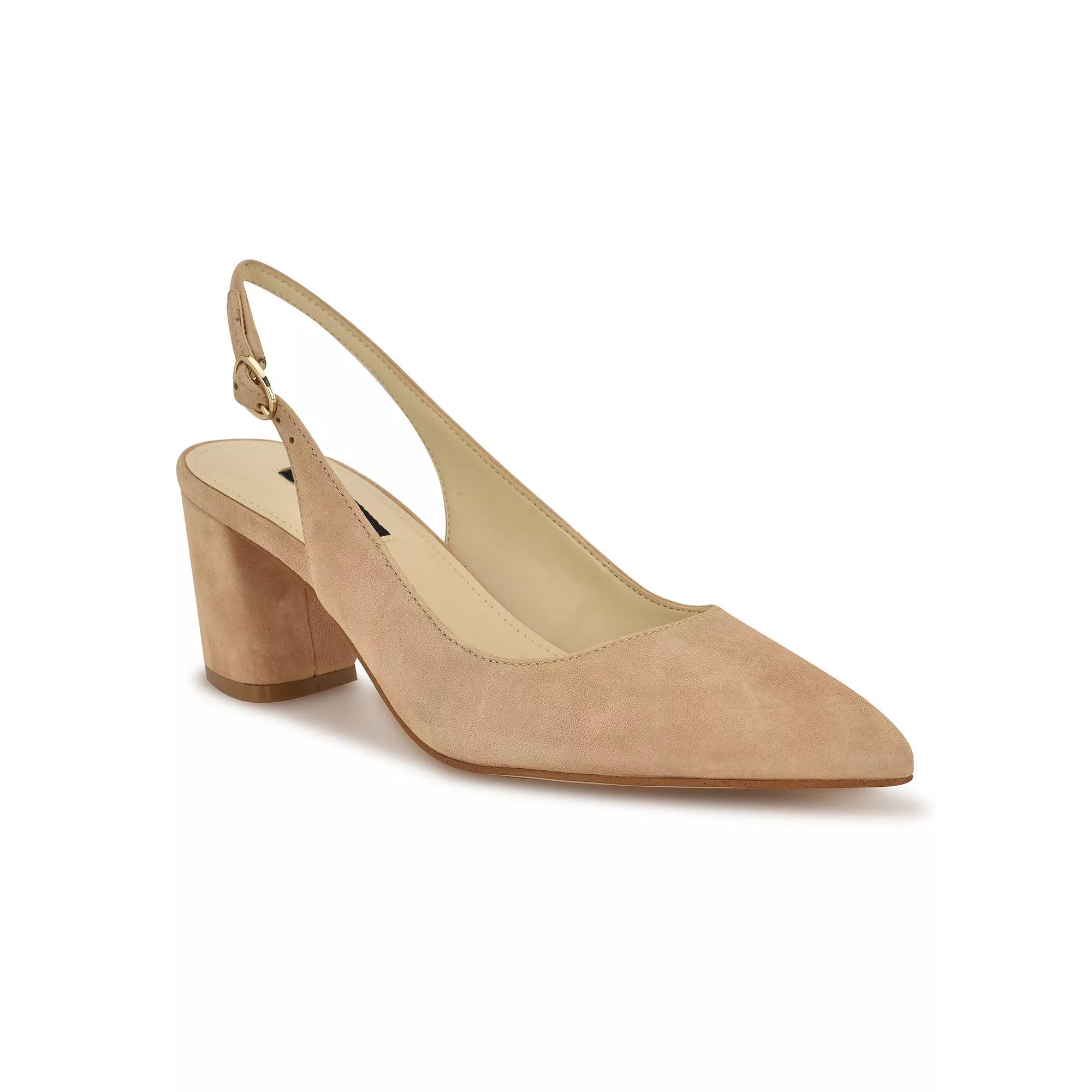 Nine West Kamsee Women's Slingback Block Heel Dress Pumps, Size: 9.5, Light Natural Product Image