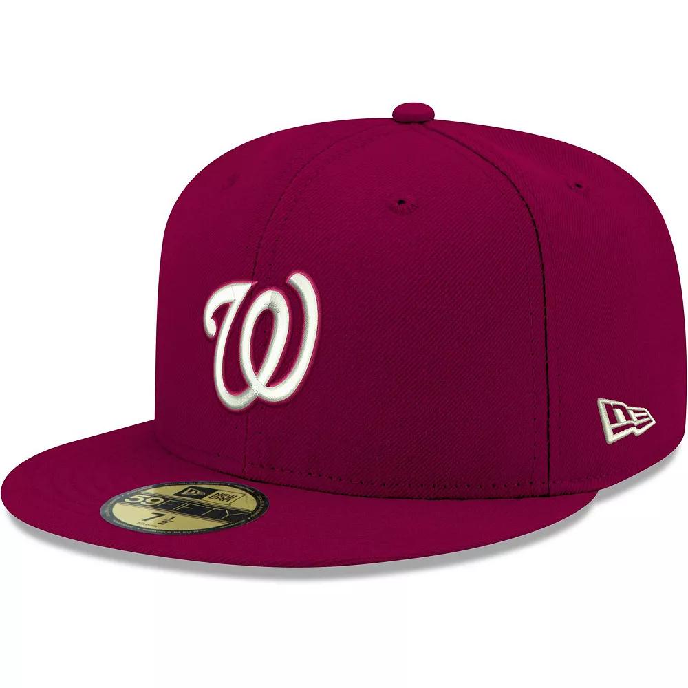 Men's New Era Cardinal Washington Nationals White Logo 59FIFTY Fitted Hat,  Product Image