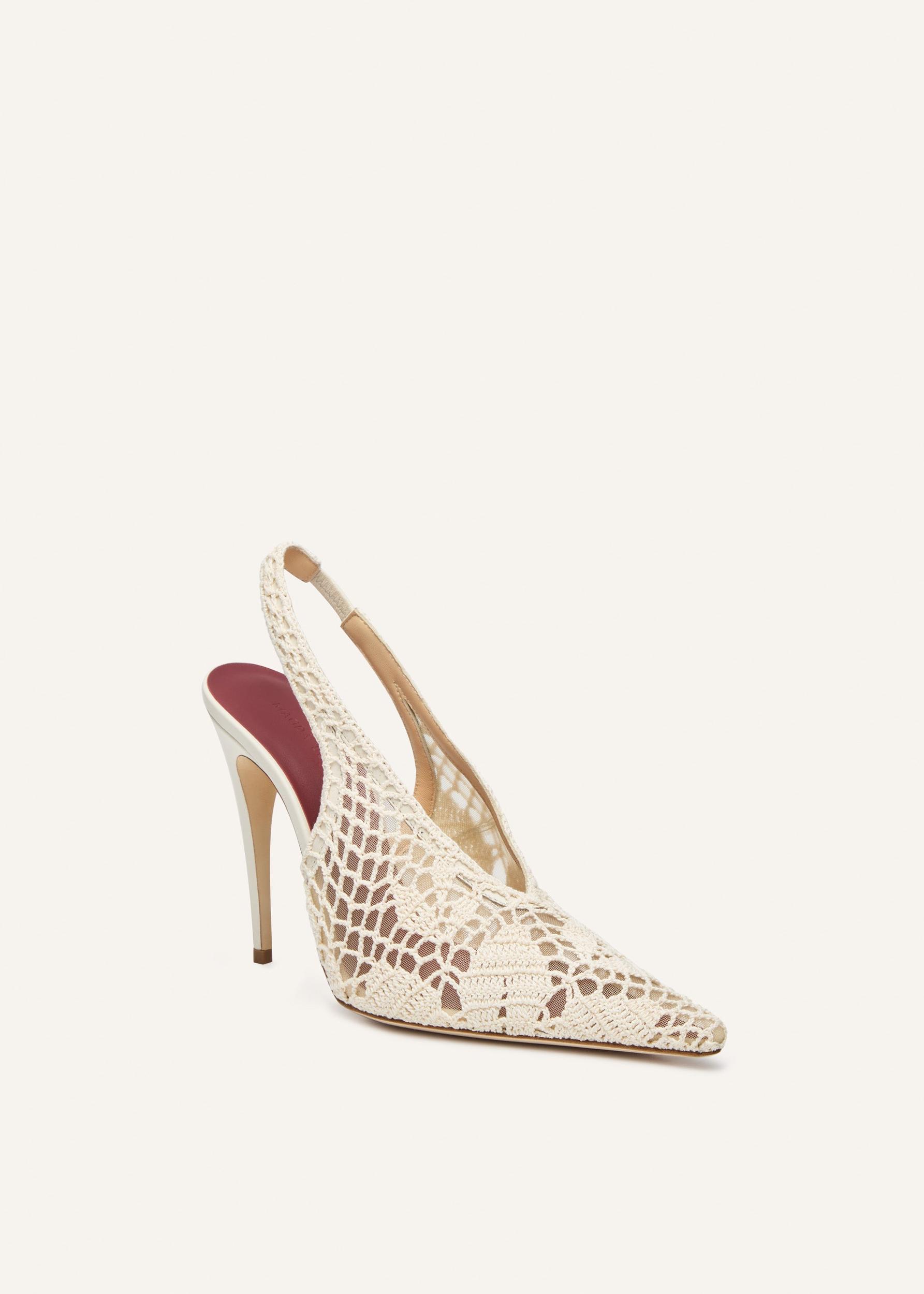 Slingback crochet heels in cream Product Image