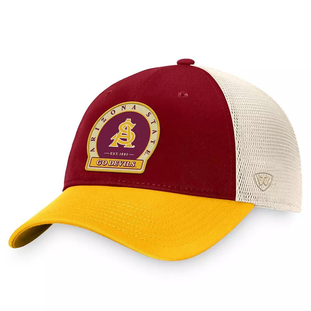 Men's Top of the World Maroon Arizona State Sun Devils Refined Trucker Adjustable Hat, Red Product Image