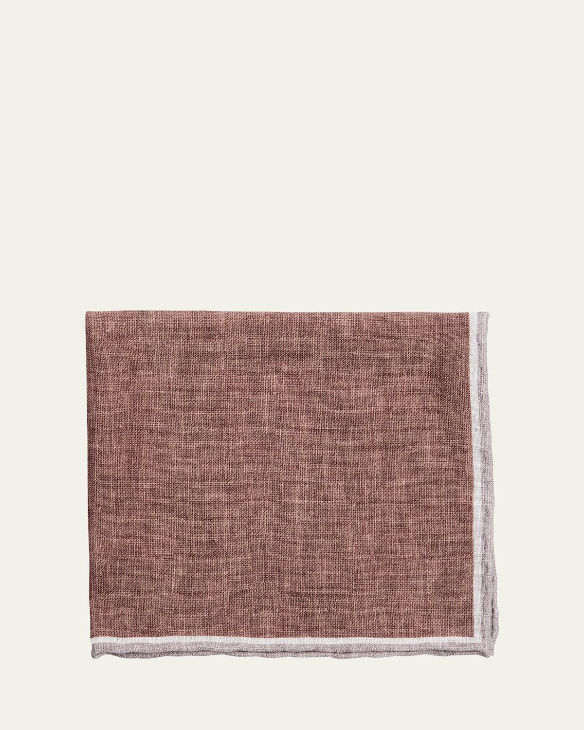 Mens Linen Stripe-Trim Pocket Square Product Image