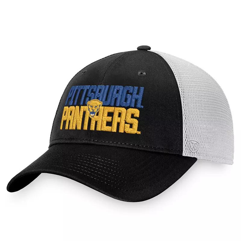 Men's Top of the World Black/White Pitt Panthers Stockpile Trucker Snapback Hat Product Image