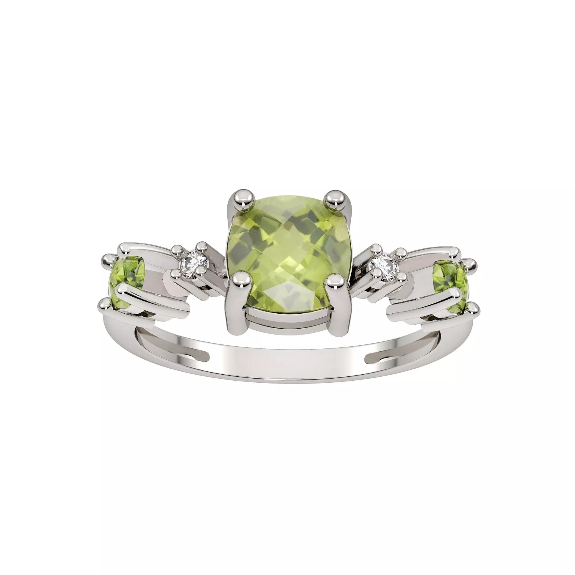 Sterling Silver Peridot 3-Stone Ring, Women's, Size: 7 Product Image