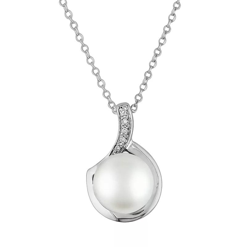 Stella Grace Sterling Silver Freshwater Cultured Pearl and Diamond Accent Pendant, Womens Multicolor Product Image
