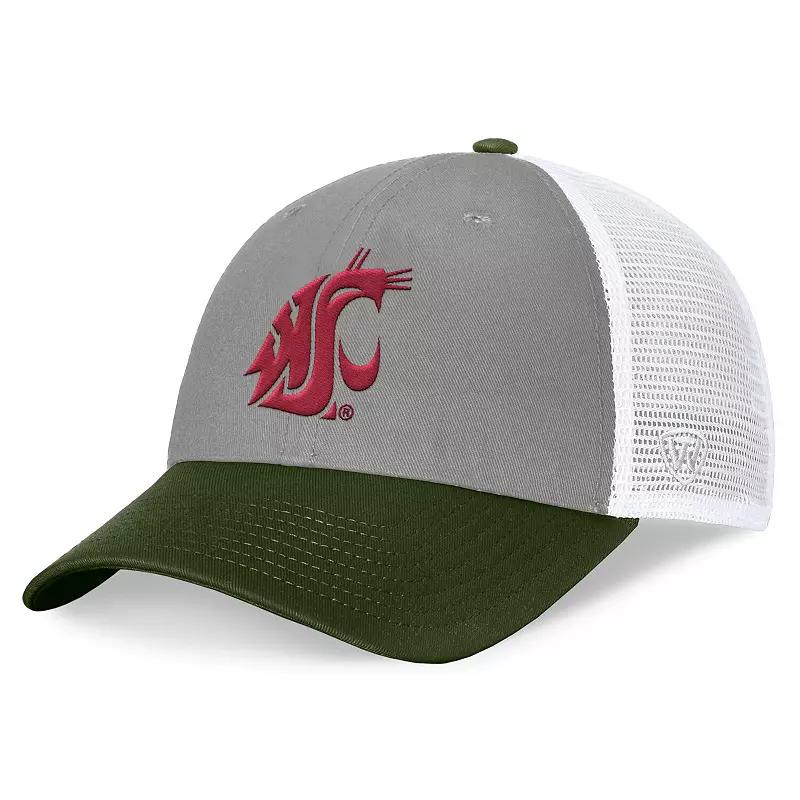 Men's Top of the World Gray/Green Washington State Cougars OHT Military Appreciation Badge Trucker Adjustable Hat, Wsc Grey Product Image