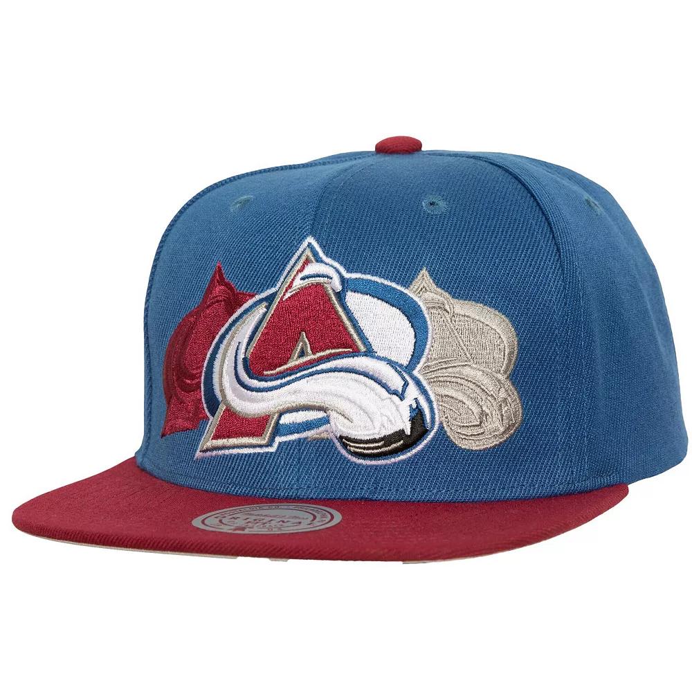 Men's Mitchell & Ness Light Blue Colorado Avalanche Soul Triple Up Snapback Hat Product Image