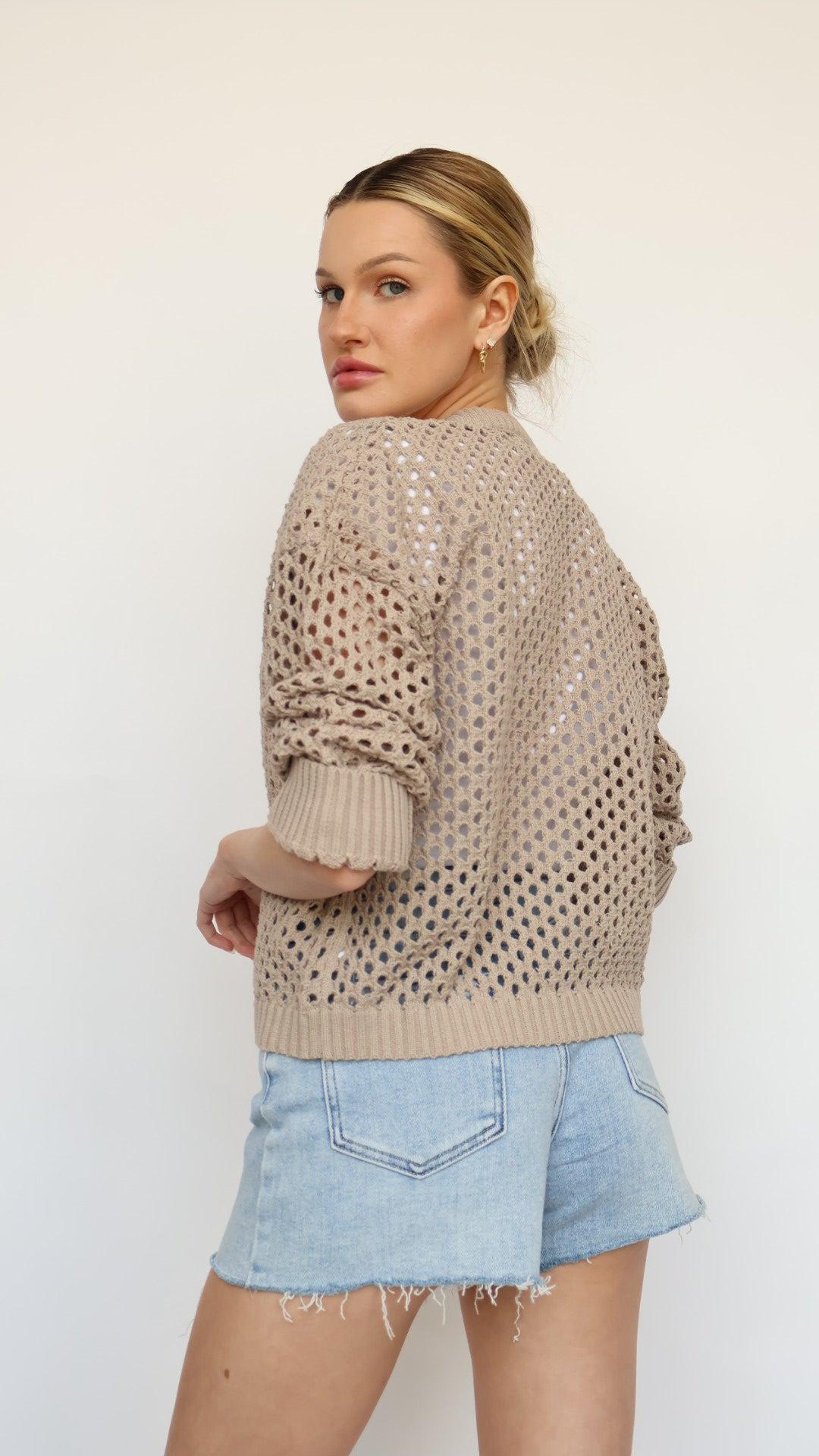 Crochet Button Up Cardigan Product Image