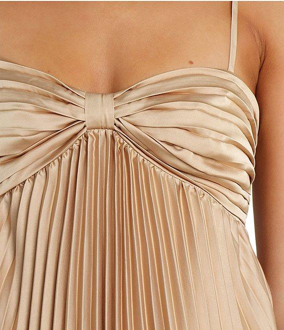 Petal & Pup Vikki Sweetheart Neck Sleeveless Pleated Asymmetrical Midi Dress Product Image