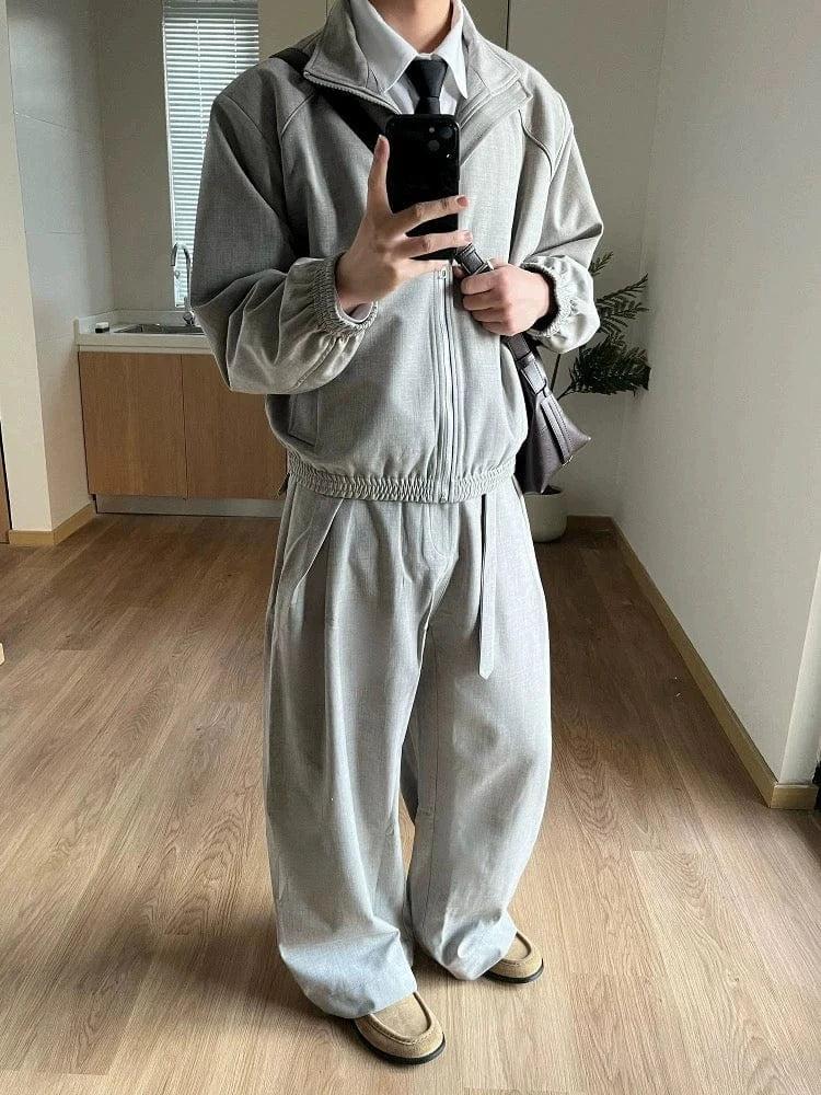 RT No. 19048 PLEATED ASH LINEN STRAIGHT PANTS Product Image