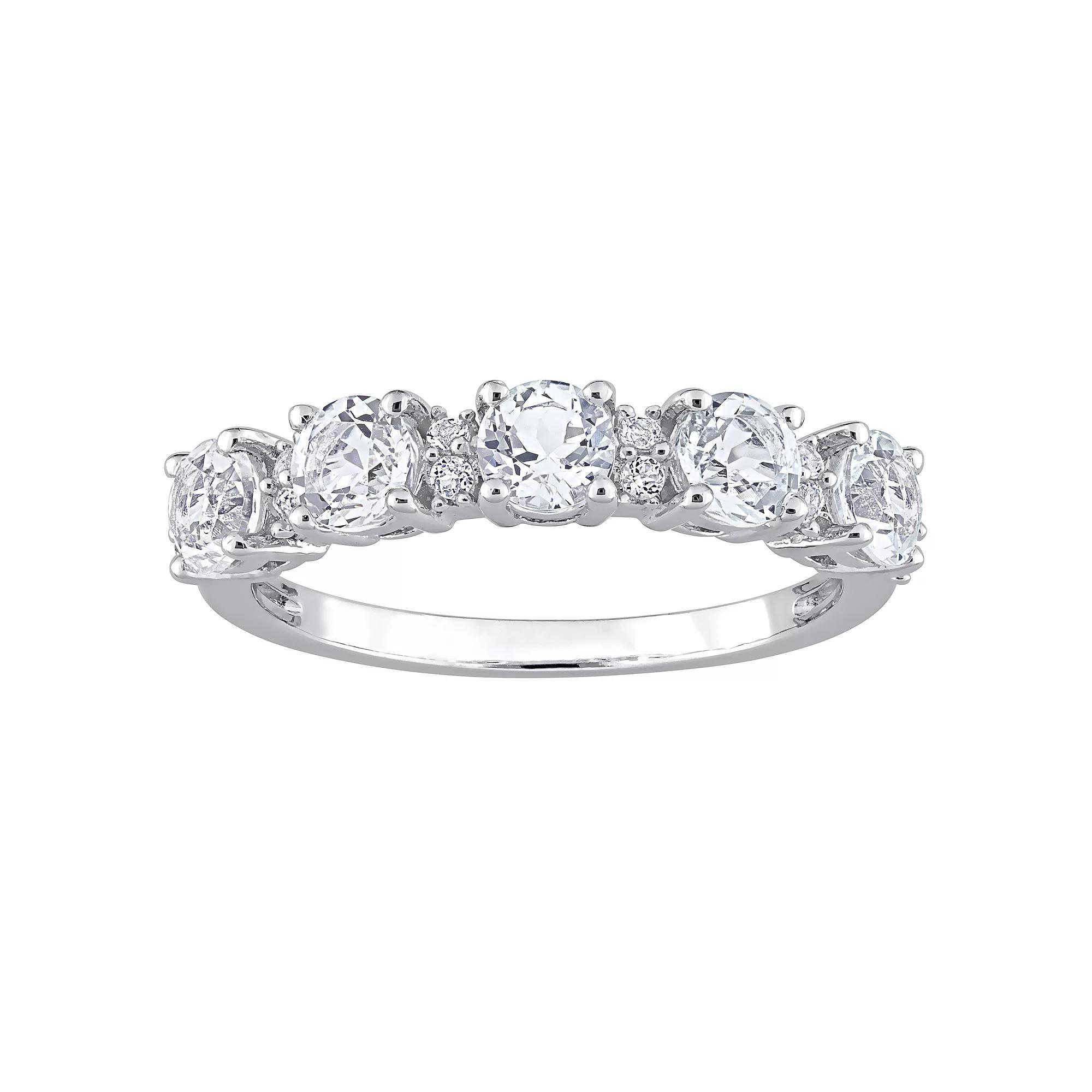 Stella Grace Sterling Silver White Topaz Semi-Eternity Ring, Women's, Size: 6 Product Image
