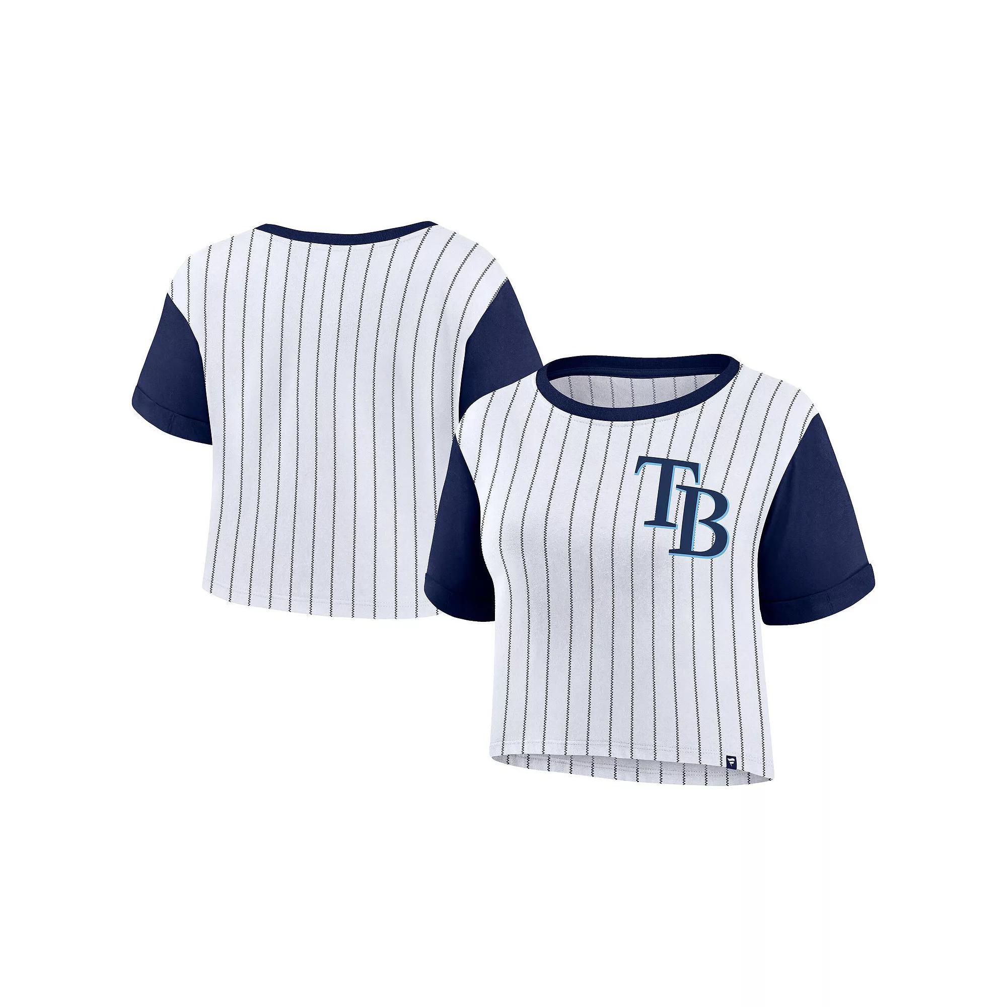 Women's Fanatics White Tampa Bay Rays Large Logo Cropped T-Shirt, Size: Medium Product Image