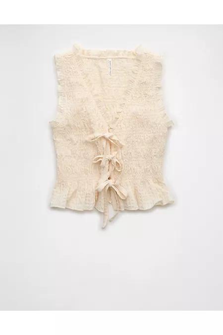 AE Tie-Front Smocked Tank Top Women's Product Image