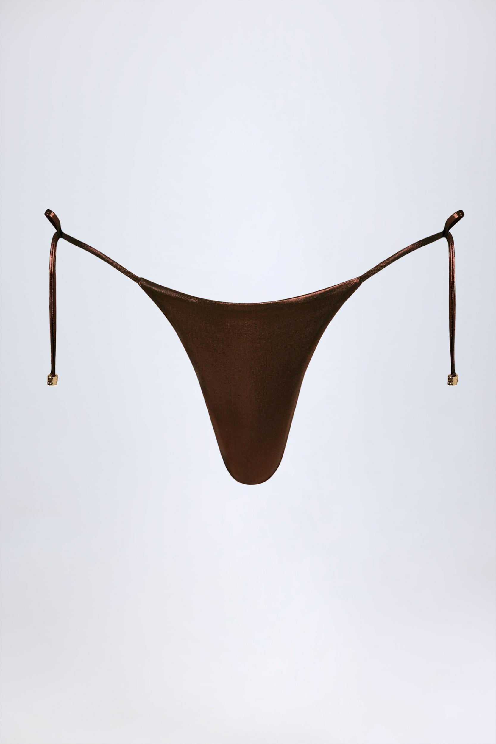 Thong Bikini Bottoms in Bronze Gold Product Image