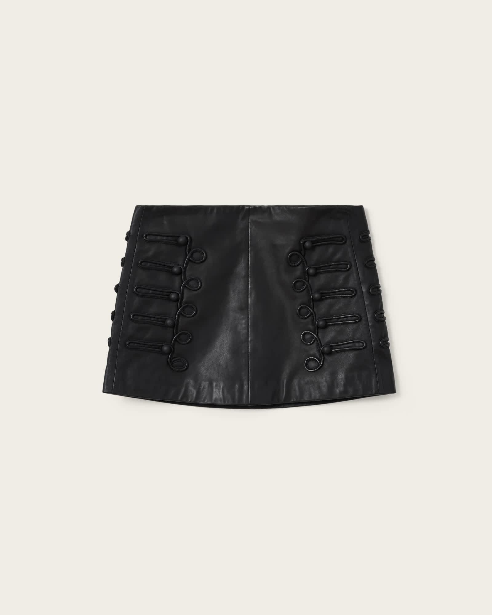 Rummy Leather Mini Skirt Black | ALLSAINTS US Product Image