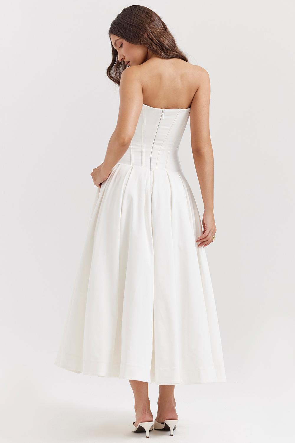 Lady  white strapless midi dress Product Image