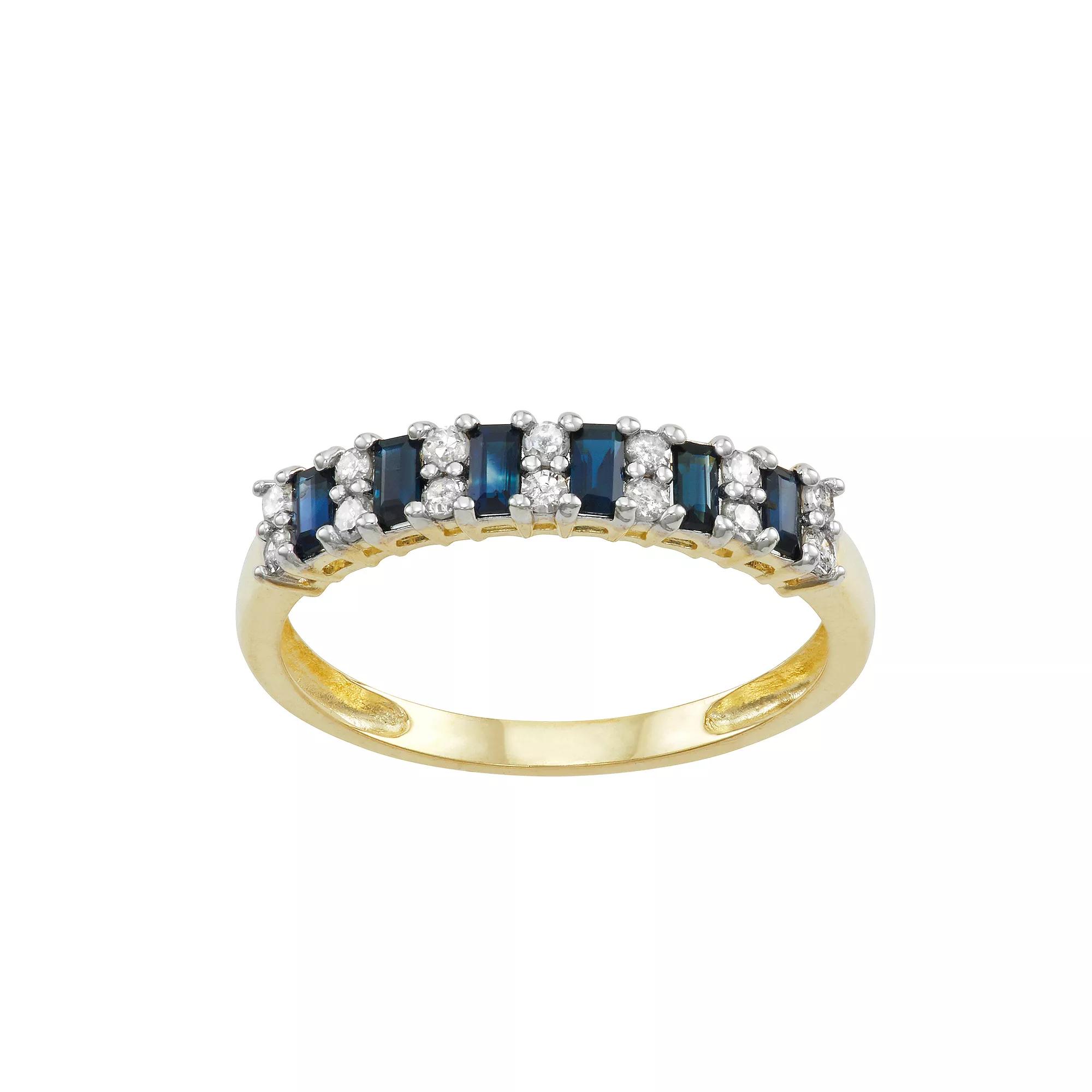 Tiara 10k Gold Gemstone & 1/5 Carat T.W. Diamond Ring, Womens London Blue Topaz Product Image
