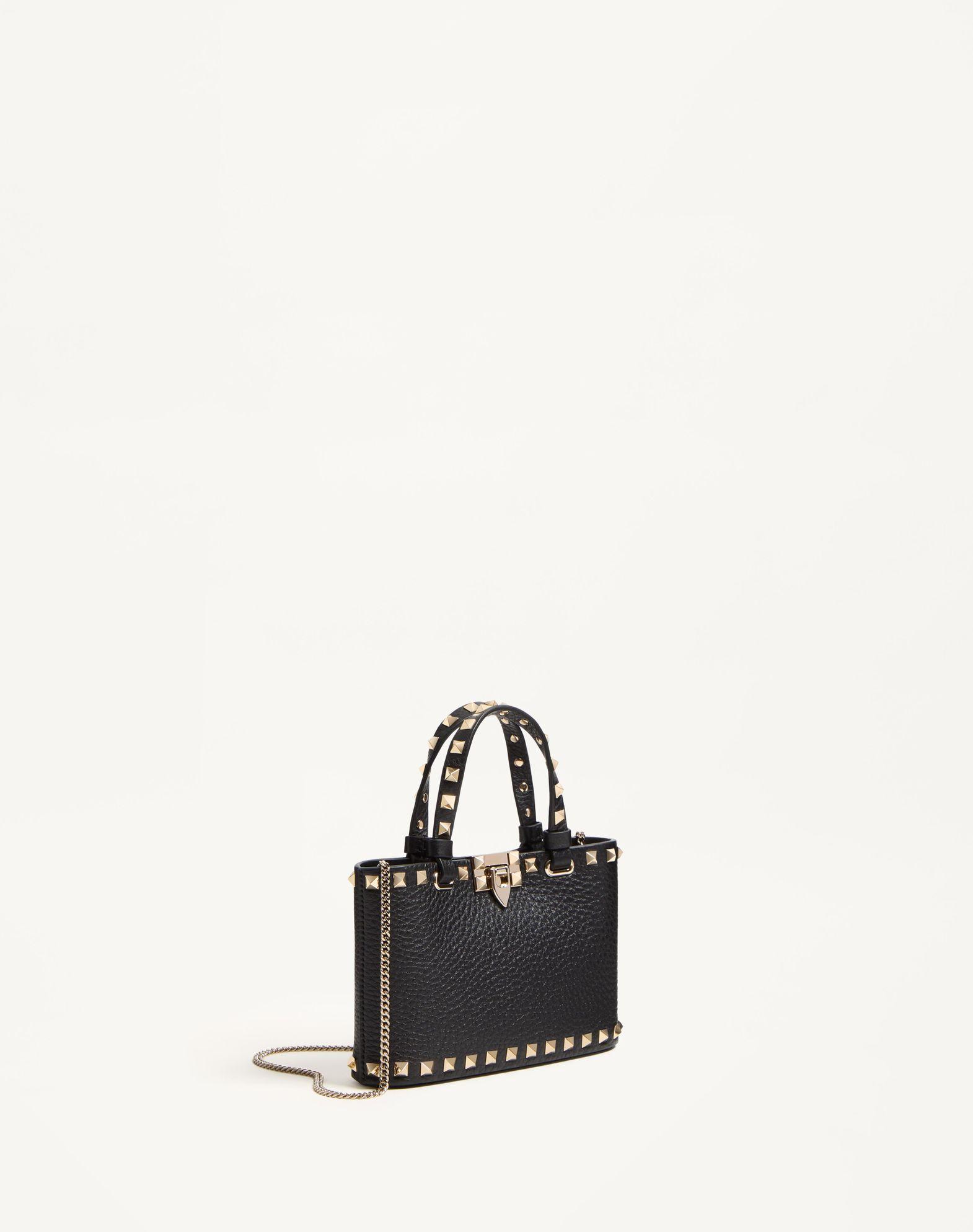 Mini Rockstud Shopping Bag In Grainy Calfskin Product Image