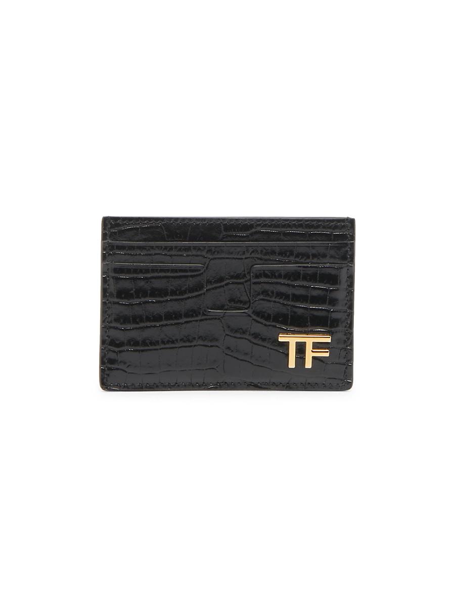 Mens T Line Alligator-Print Card Holder Product Image