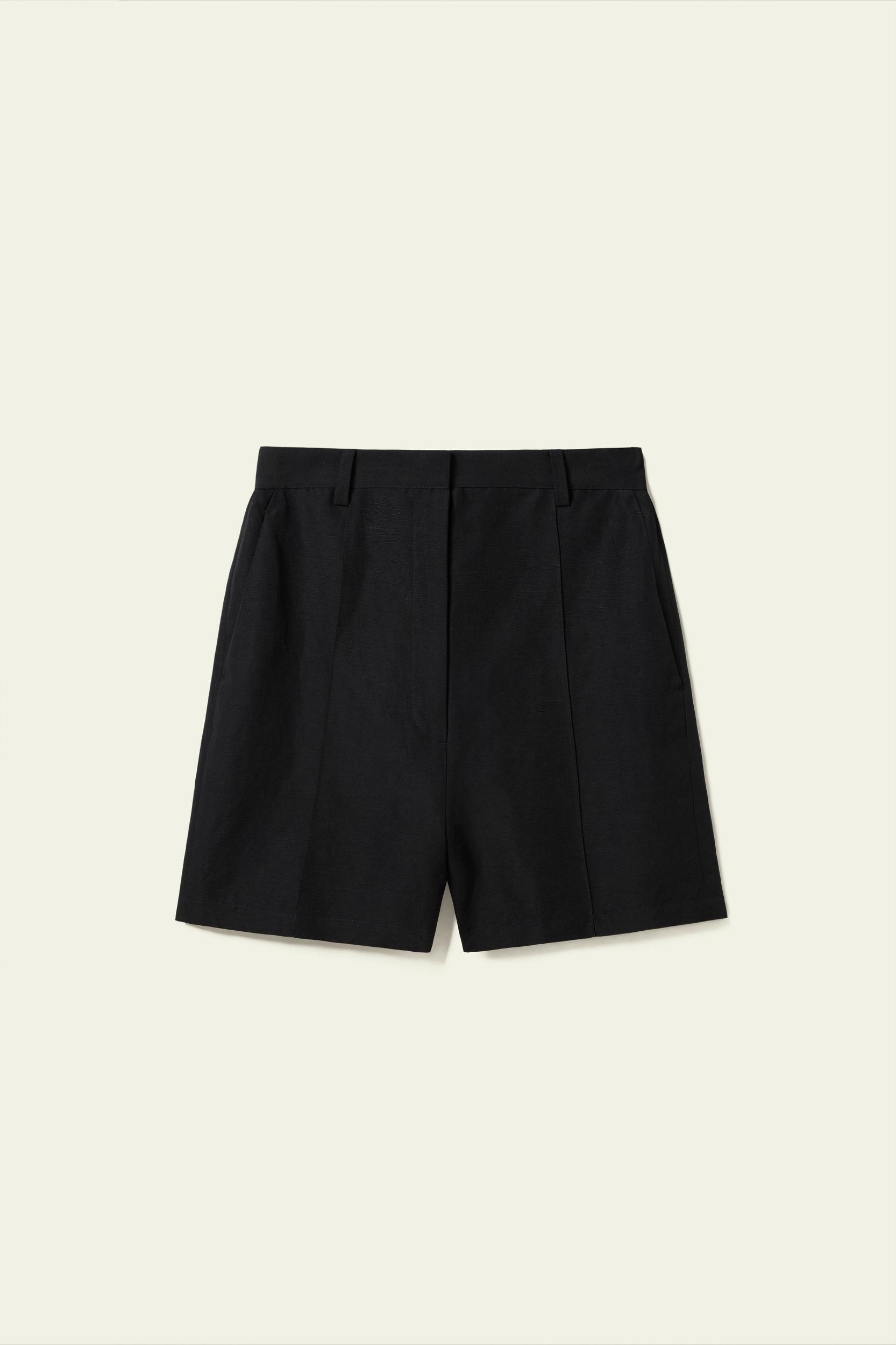 High-Rise Silk Linen Shorts Product Image