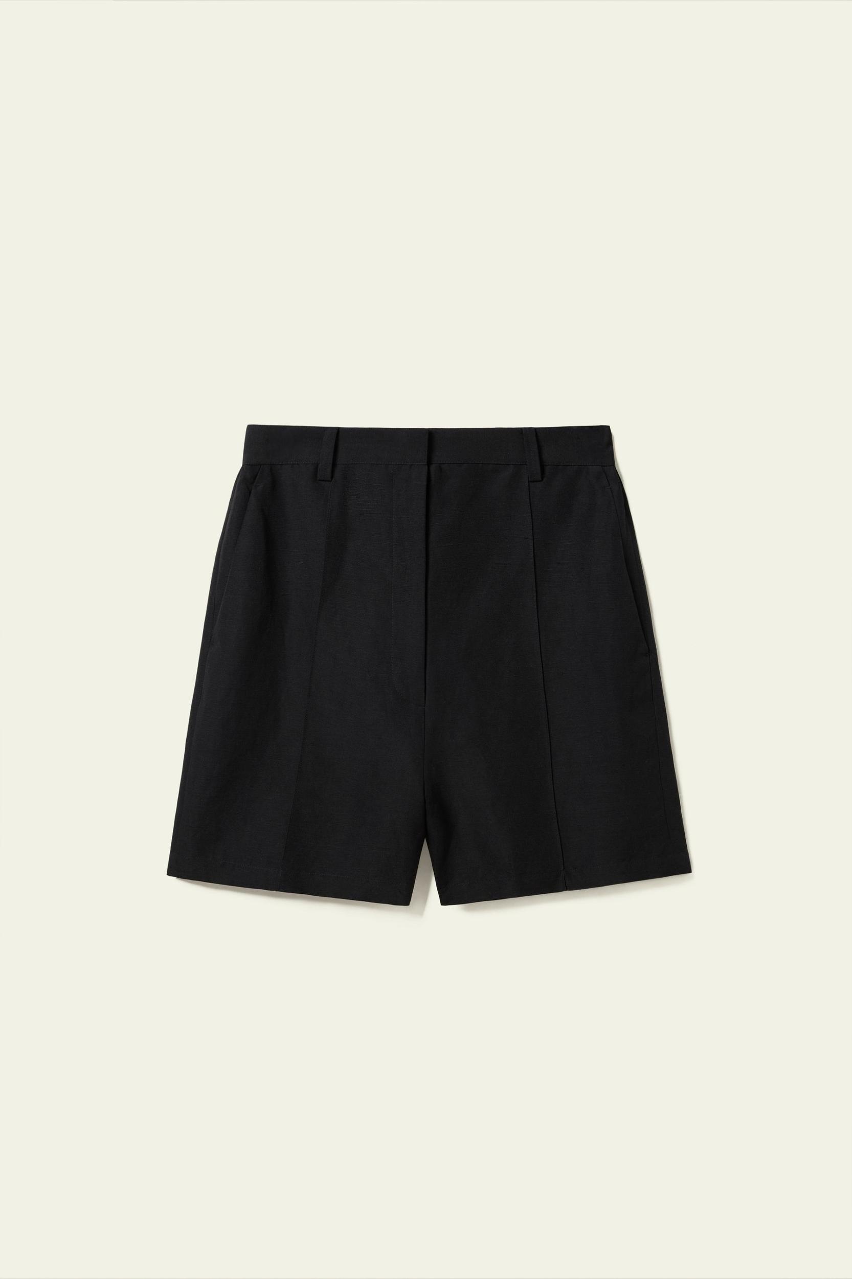 High-Rise Silk Linen Shorts Product Image