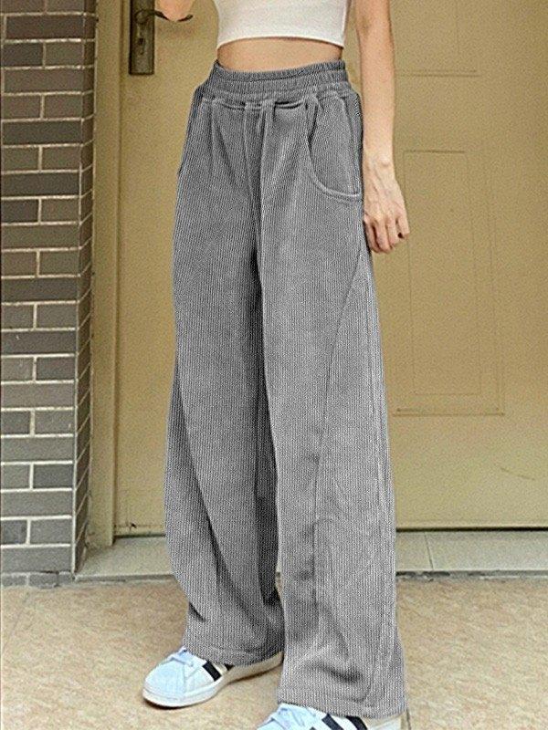 Patchwork Corduroy Straight Leg Pants Product Image