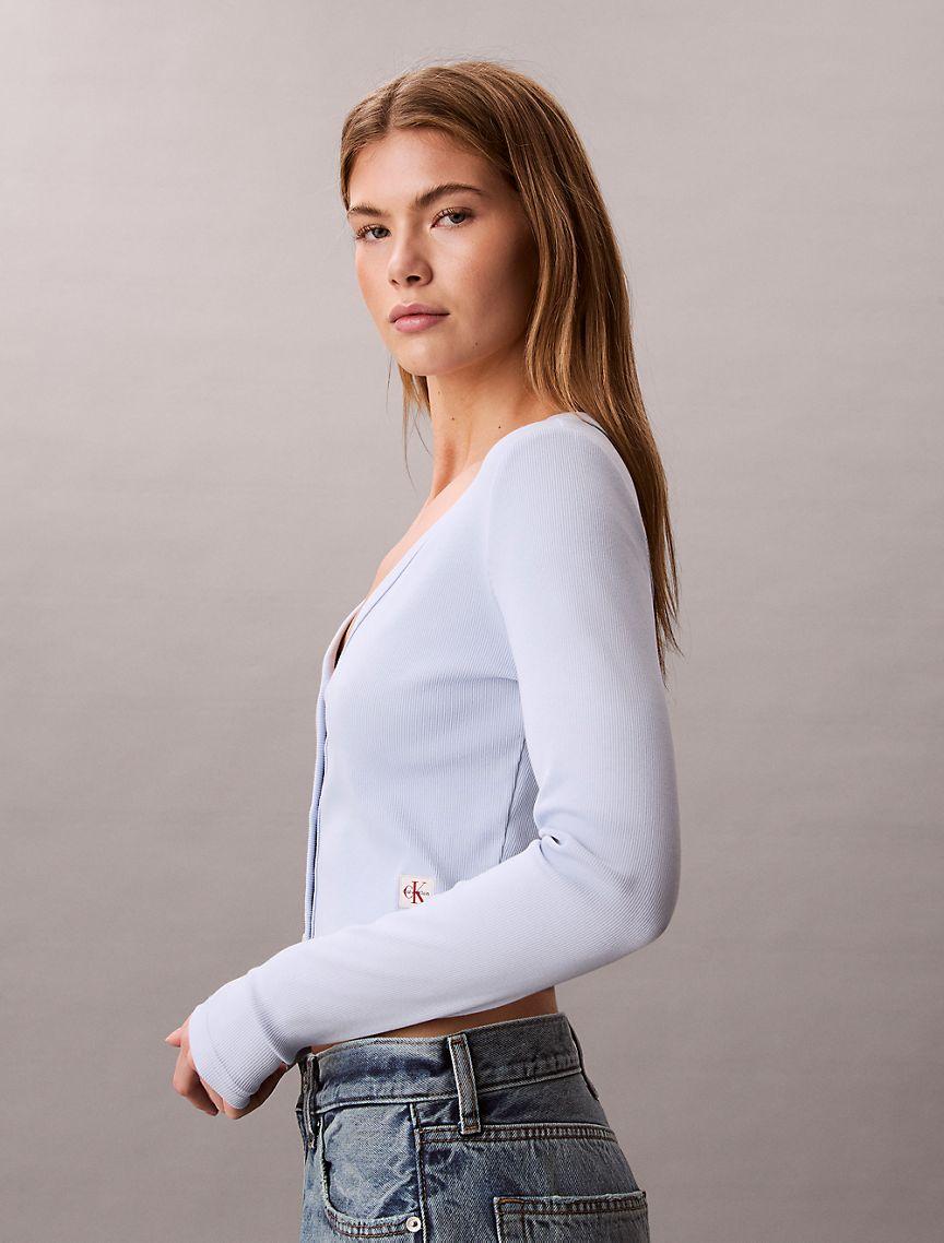 Rib Cropped Cardigan Product Image
