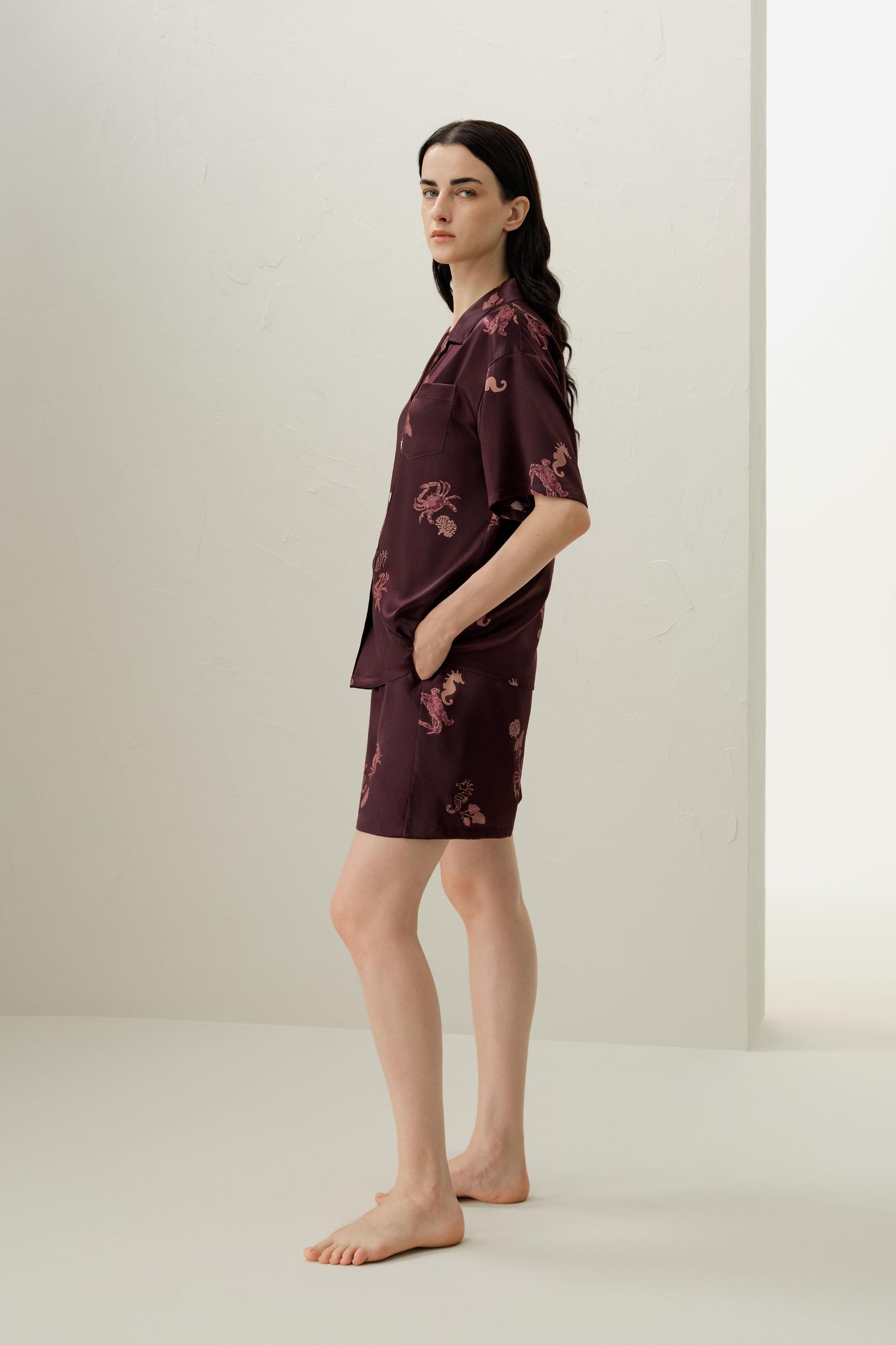 Cancer Zodiac Silk Pajama Short Set Product Image