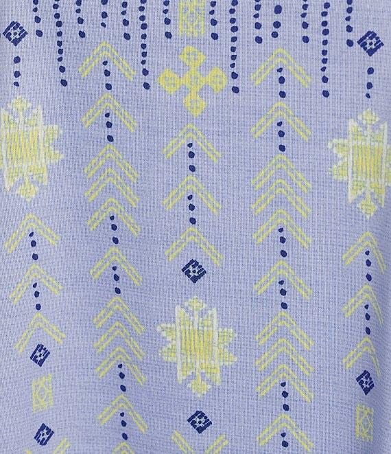 Allison Daley Plus Size Embellished Folk Stitch Print 3/4 Sleeve Crew Neck Knit Top Product Image