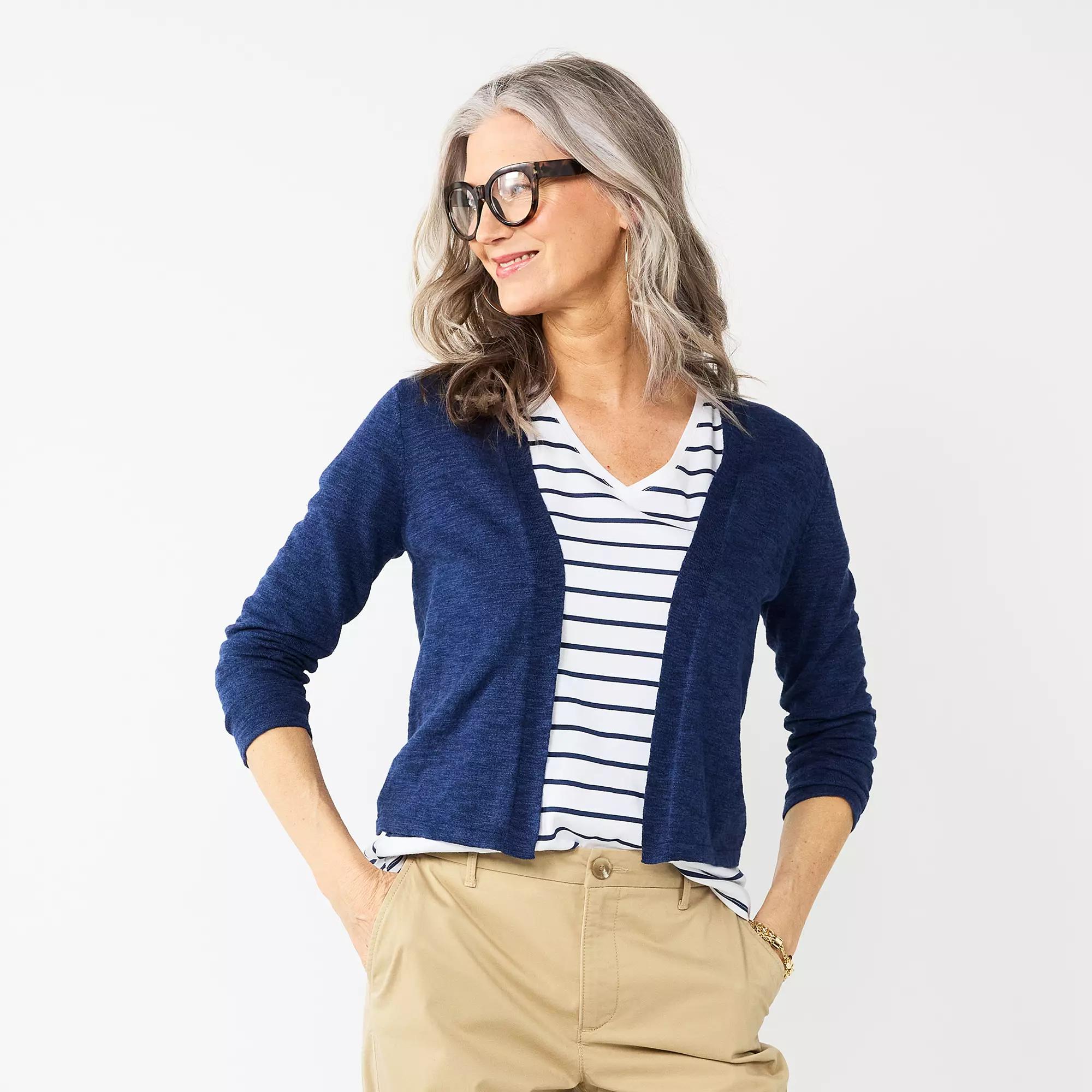 Petite Croft & Barrow® Open-Front Cardigan, Women's,  Product Image