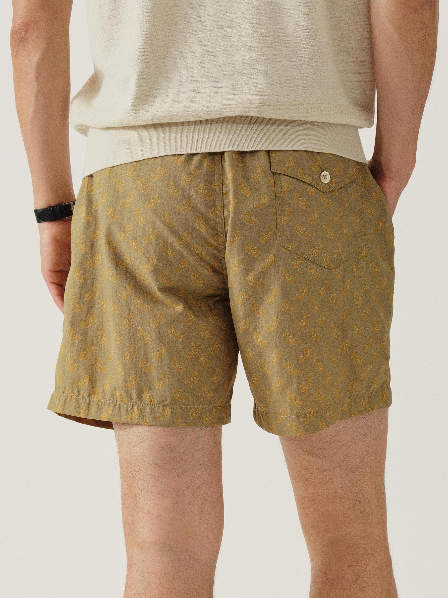 Green Paisley Diver Cloth Swim Short Product Image