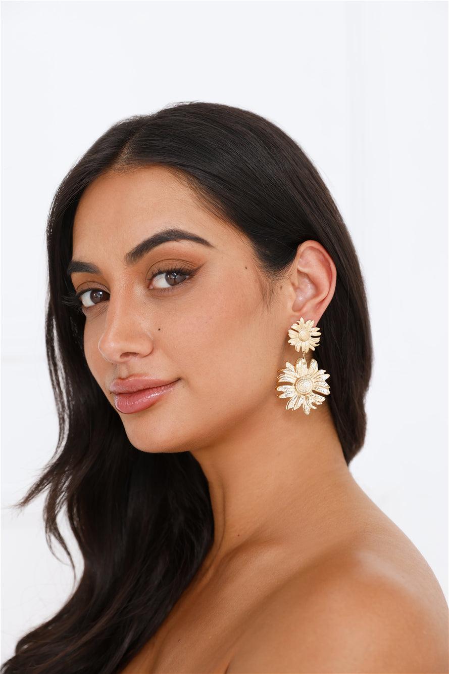 18k Gold Plated Sunflower Haven Earrings Gold Product Image