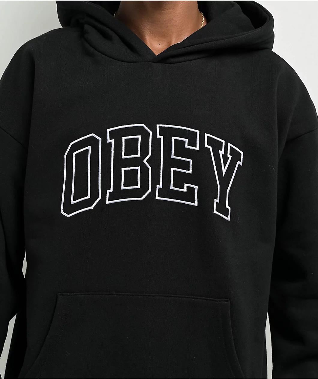 Obey Collegiate Logo Black Hoodie Product Image