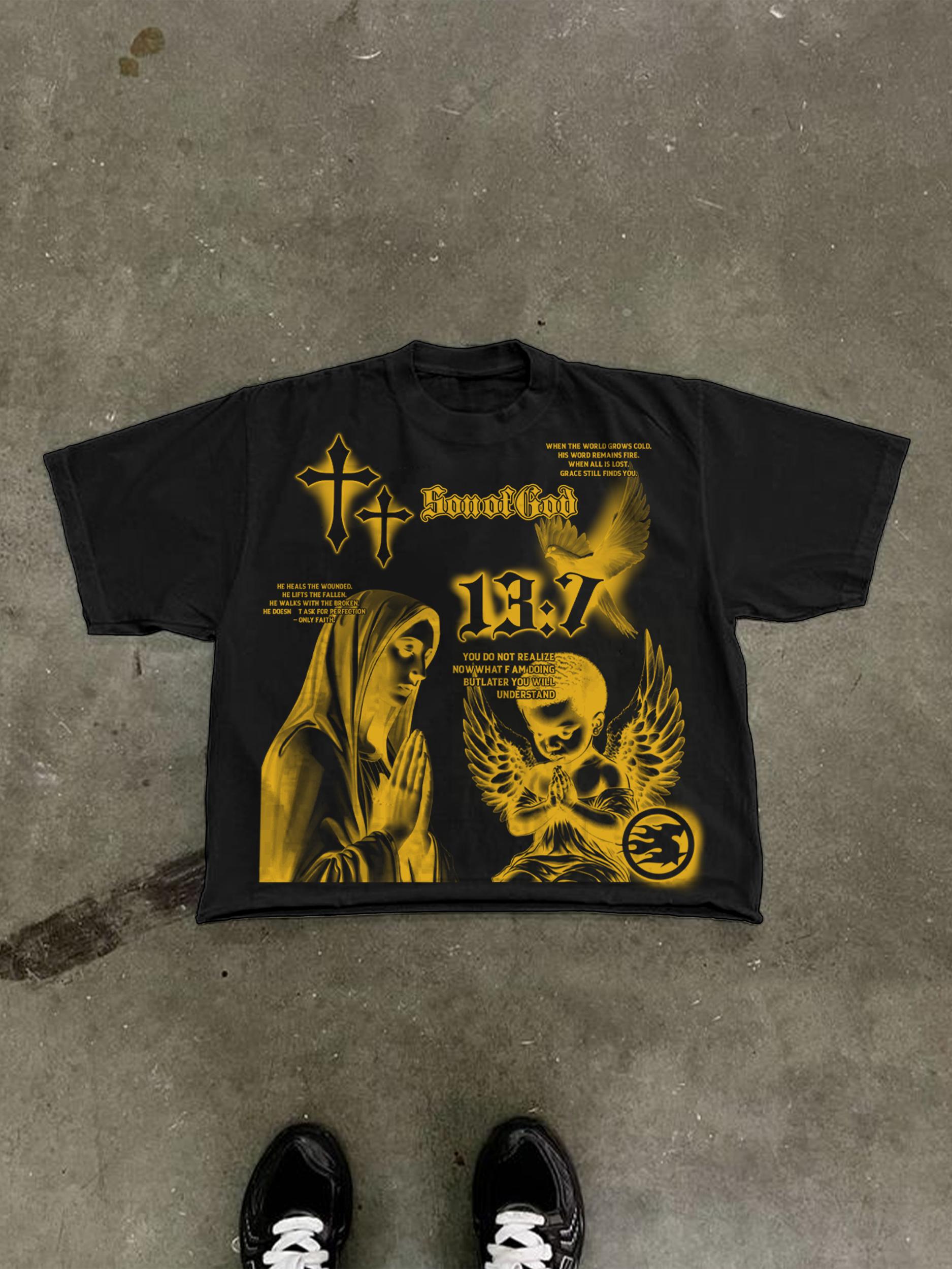 Son Of God Virgin Bible Y2k Vintage Graffiti Graphic Cropped T-shirt Product Image