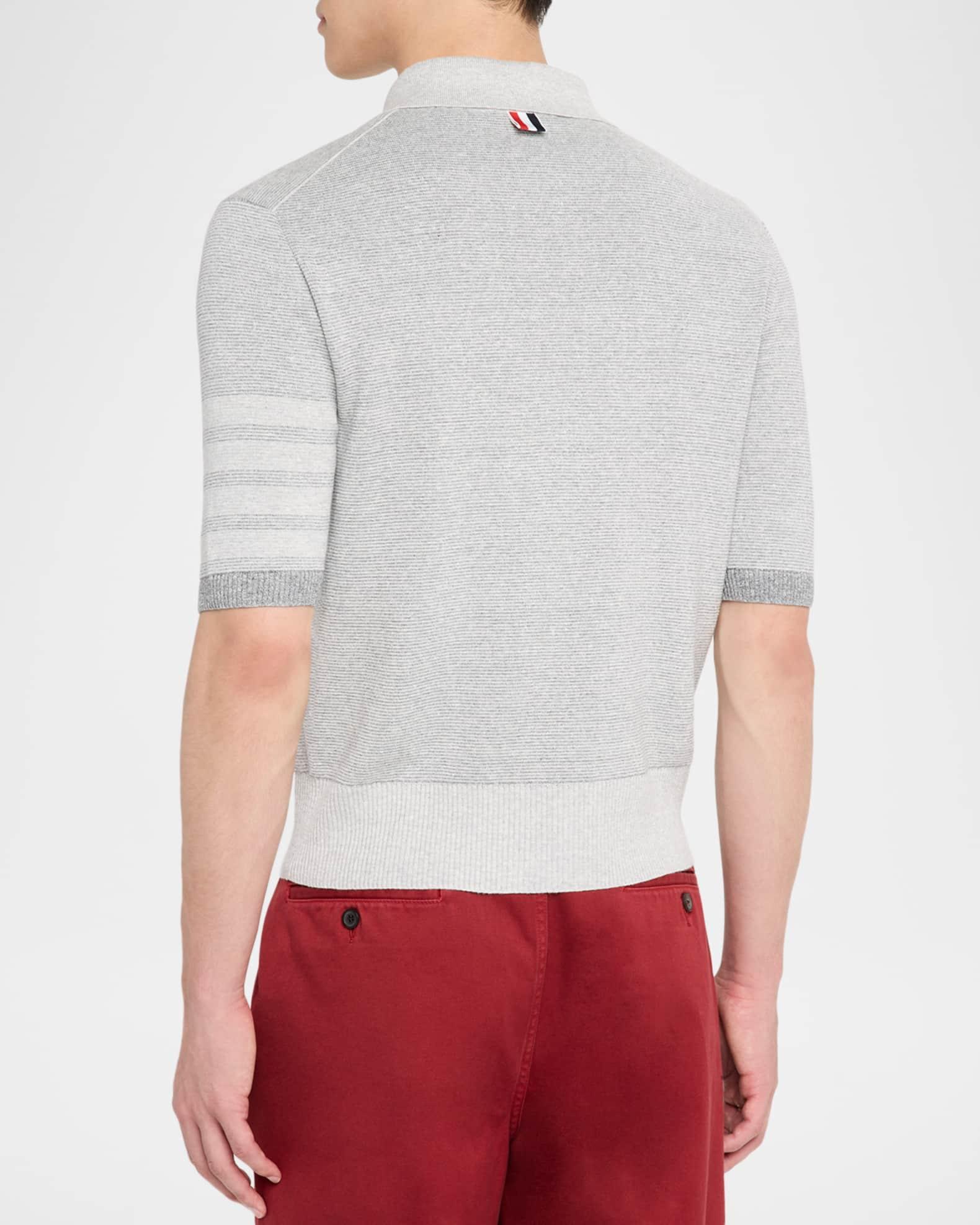 Men's Linen and Cotton Stripe-Sleeve Polo Shirt Product Image