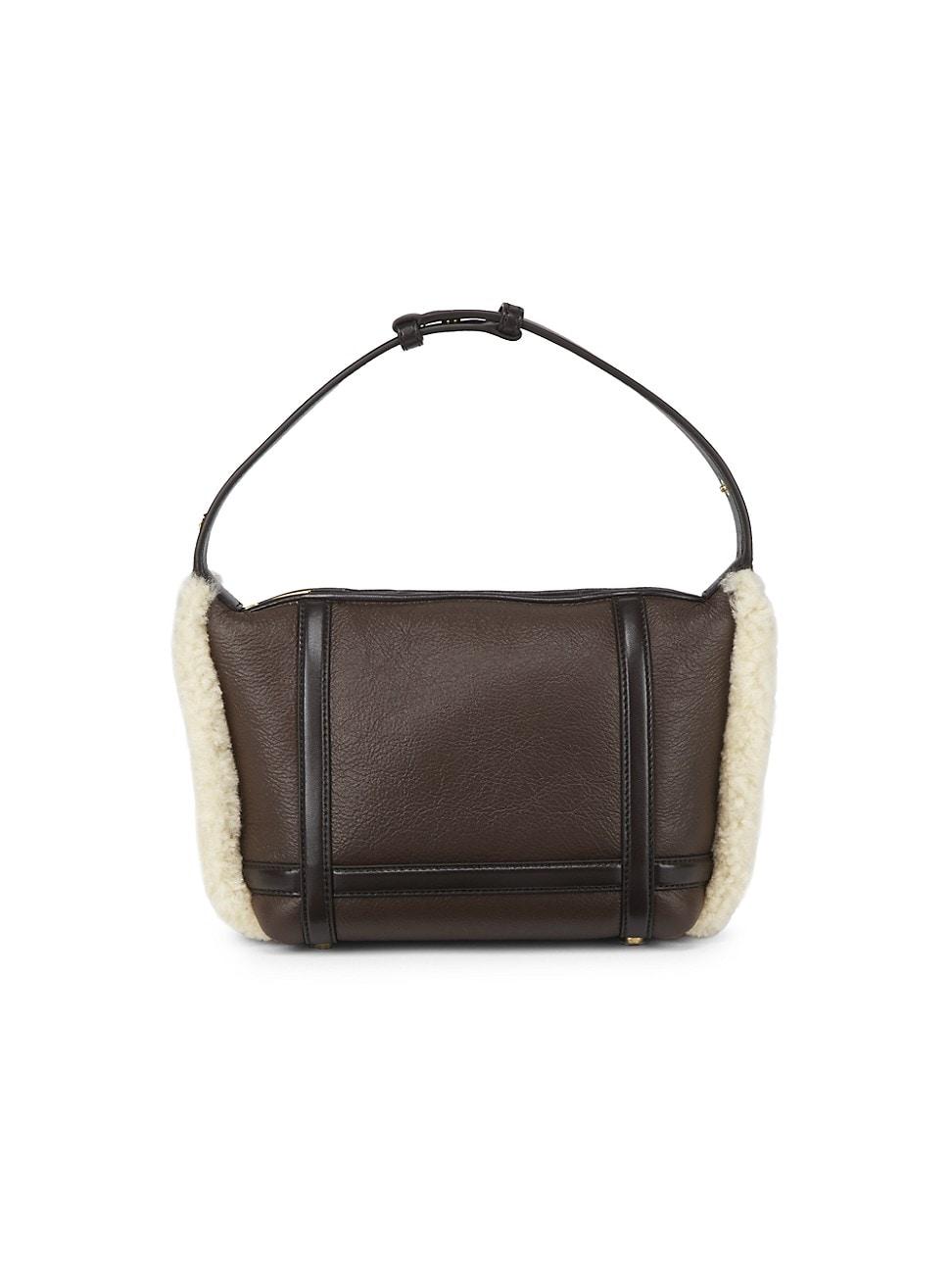 Womens Wallace Shearling-Trimmed Leather Top Handle Bag Product Image