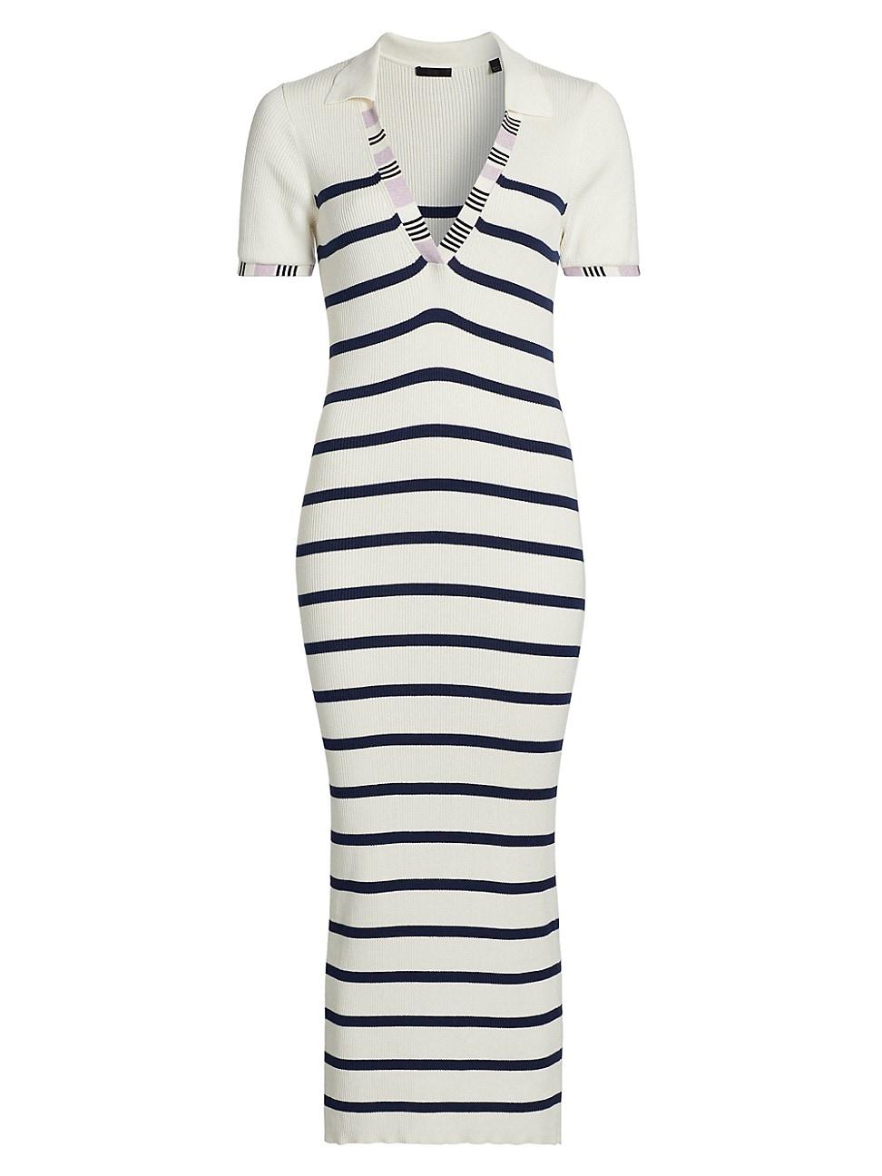 Womens Striped Cotton & Silk Maxi Dress Product Image