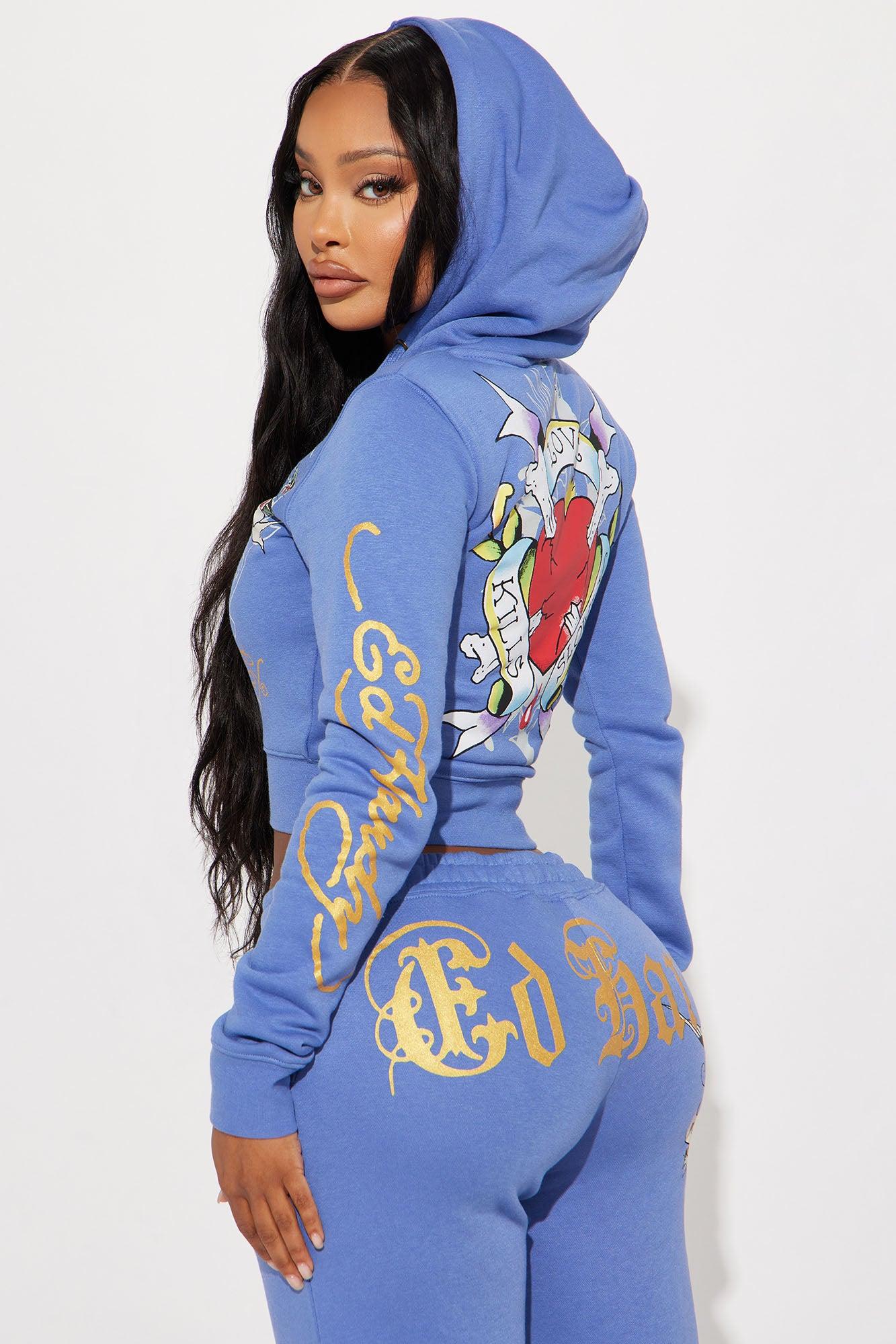 Ed Hardy Free Bird Zip Up Hoodie - Blue Product Image