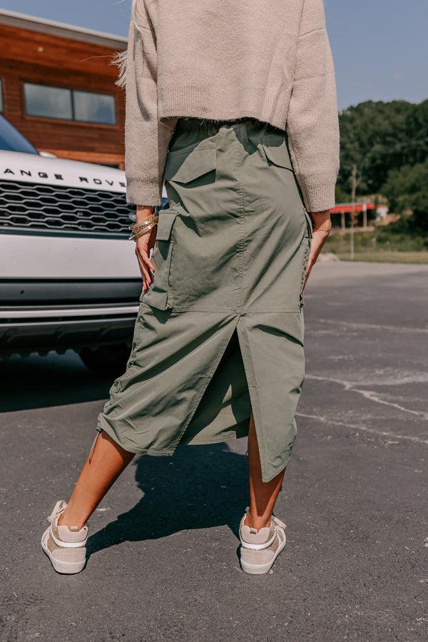 Cool Energy Cargo Midi Skirt in Sage Product Image