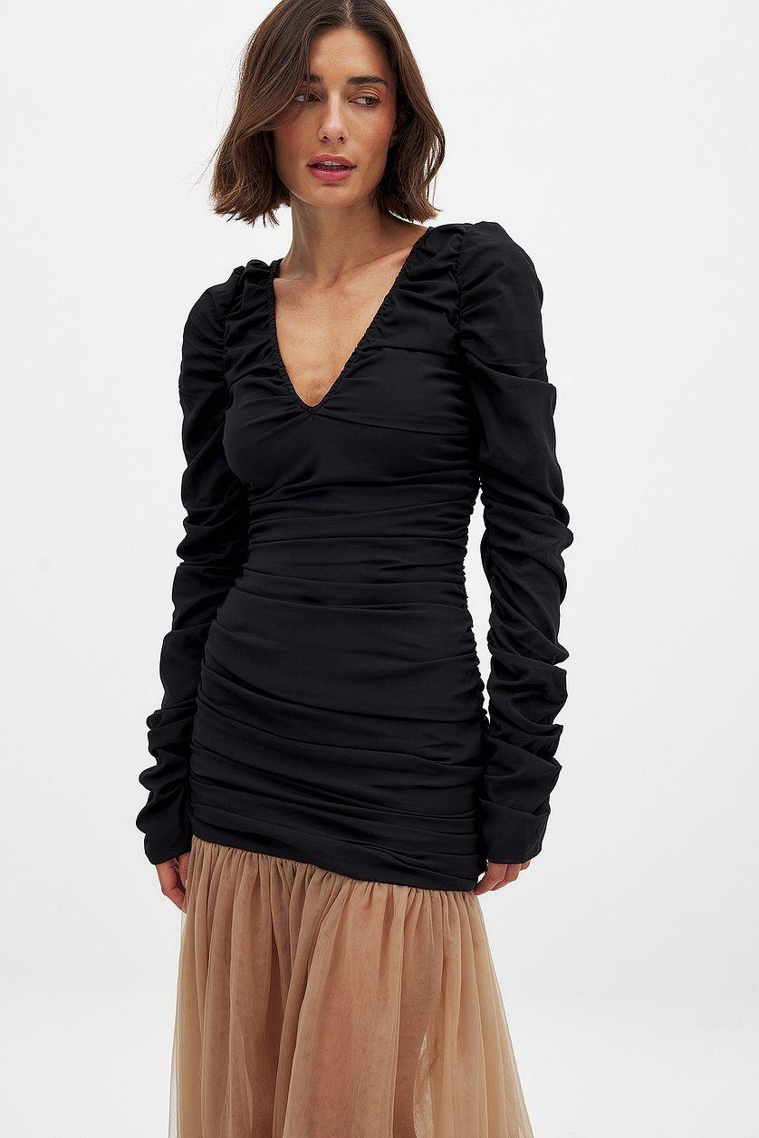 V-neck Tulle Maxi Dress Product Image