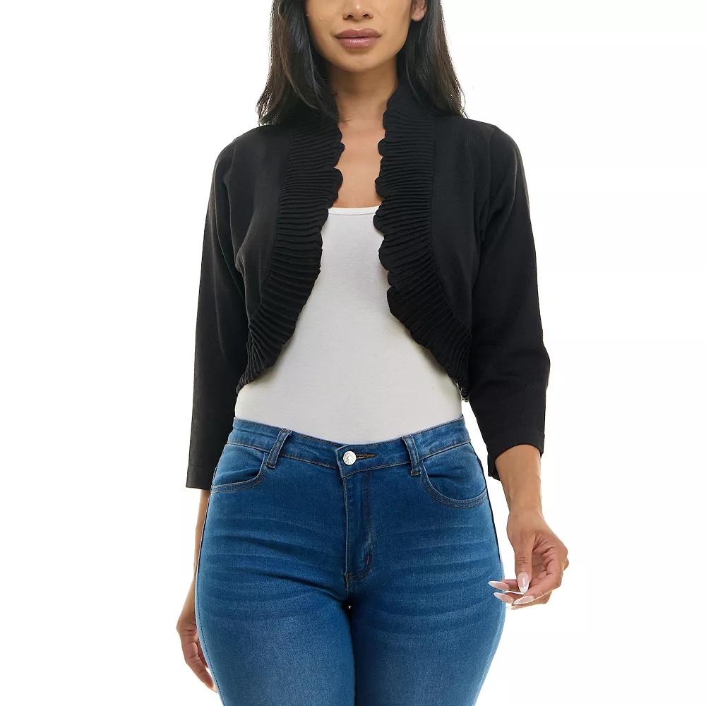 Women's Nina Leonard Curved Pleated Ruffle Bolero,  Product Image