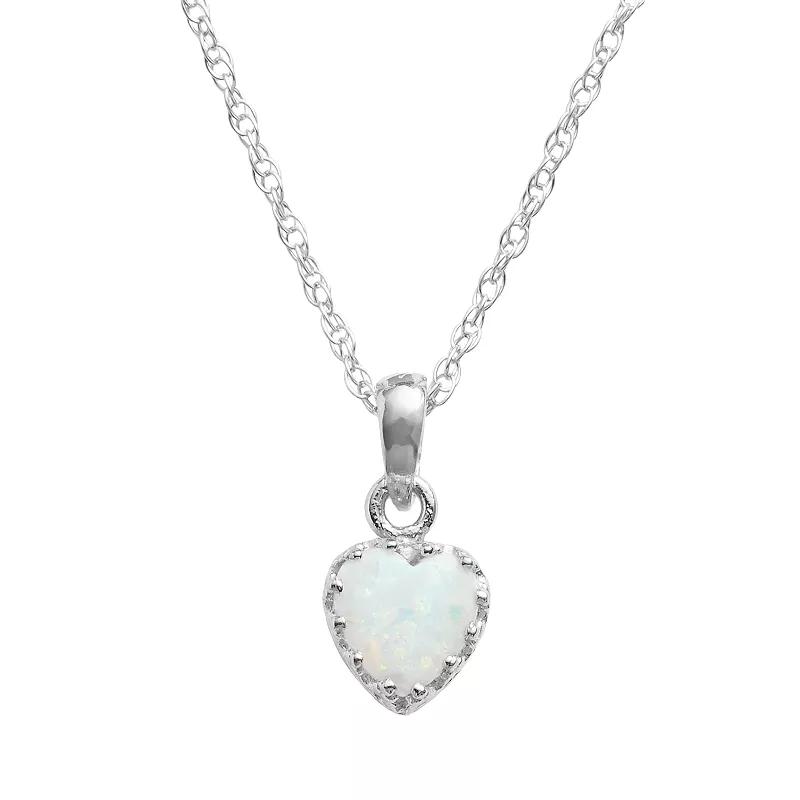 Designs by Gioelli Sterling Silver Lab-Created Opal Heart Crown Pendant, Women's,  Product Image