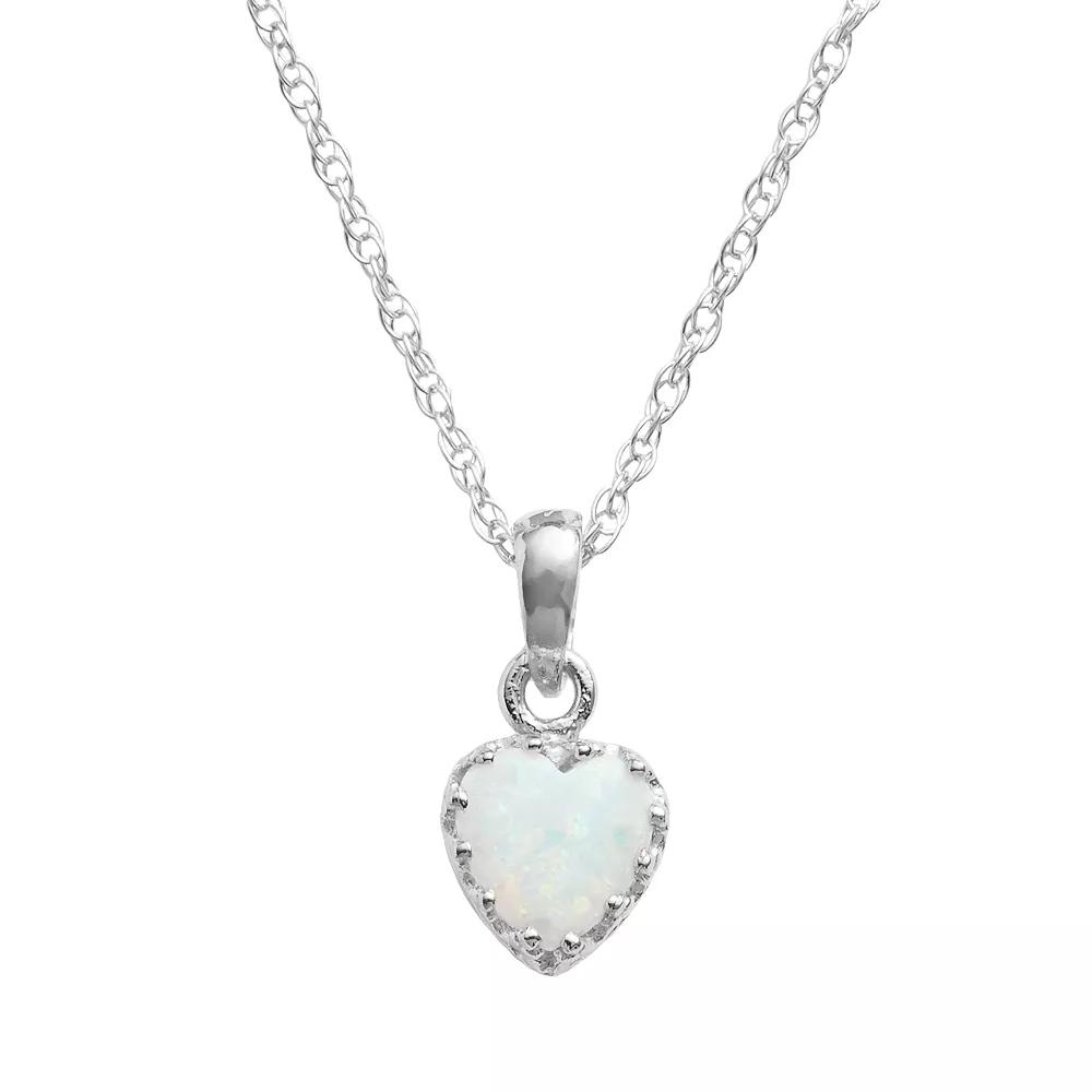 Designs by Gioelli Sterling Silver Lab-Created Opal Heart Crown Pendant, Women's,  Product Image