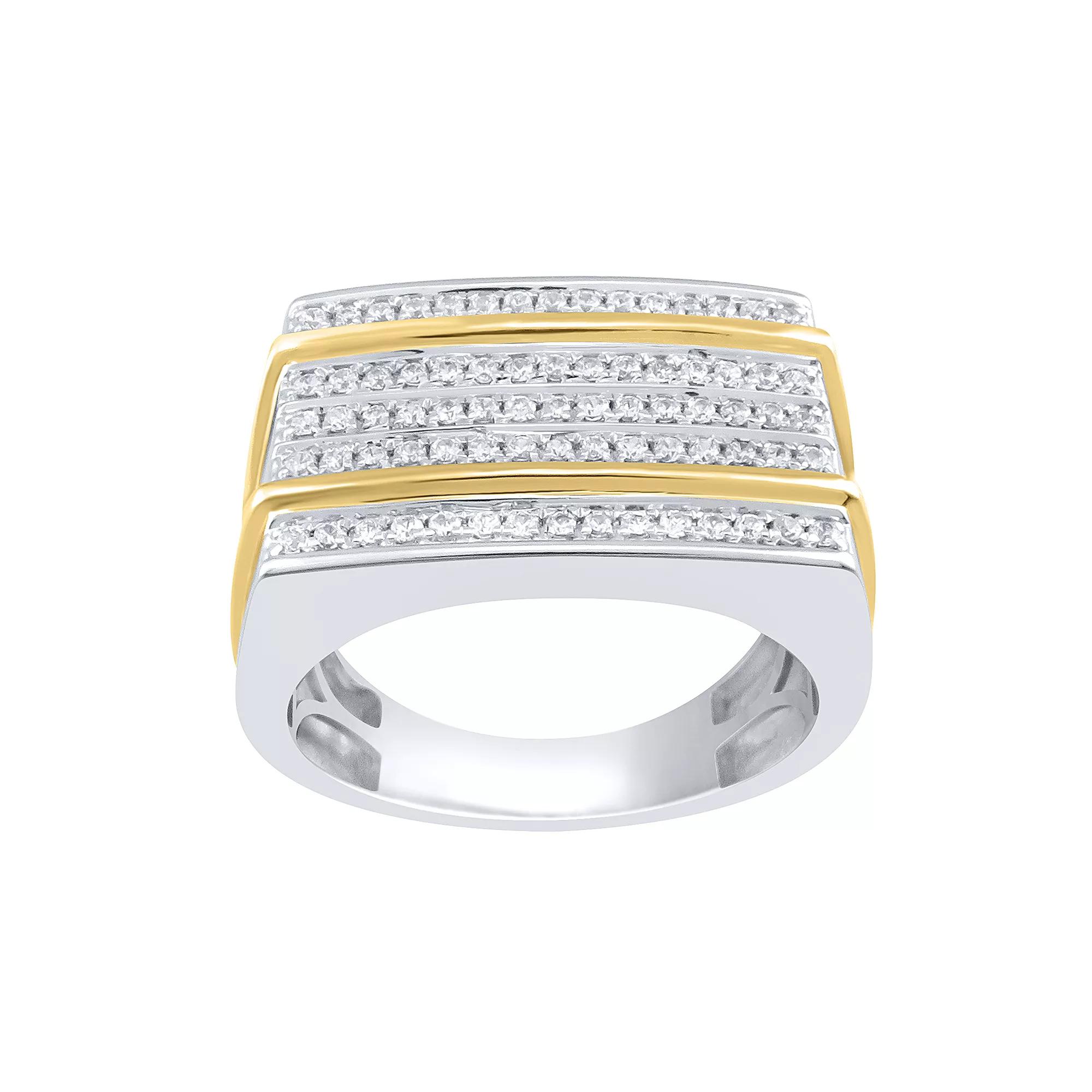 Men's 14k Gold Over Silver 1/2 Carat T.W. Diamond Ring, Size: 10, Two Tone Product Image