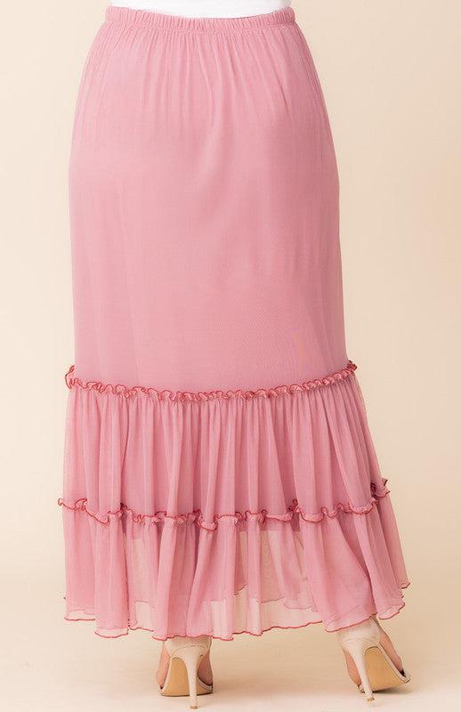 Isla Tiered Mesh Maxi Skirt - Plus Product Image